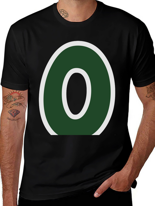 Letter O Graphic Tee - Casual Black T-Shirt