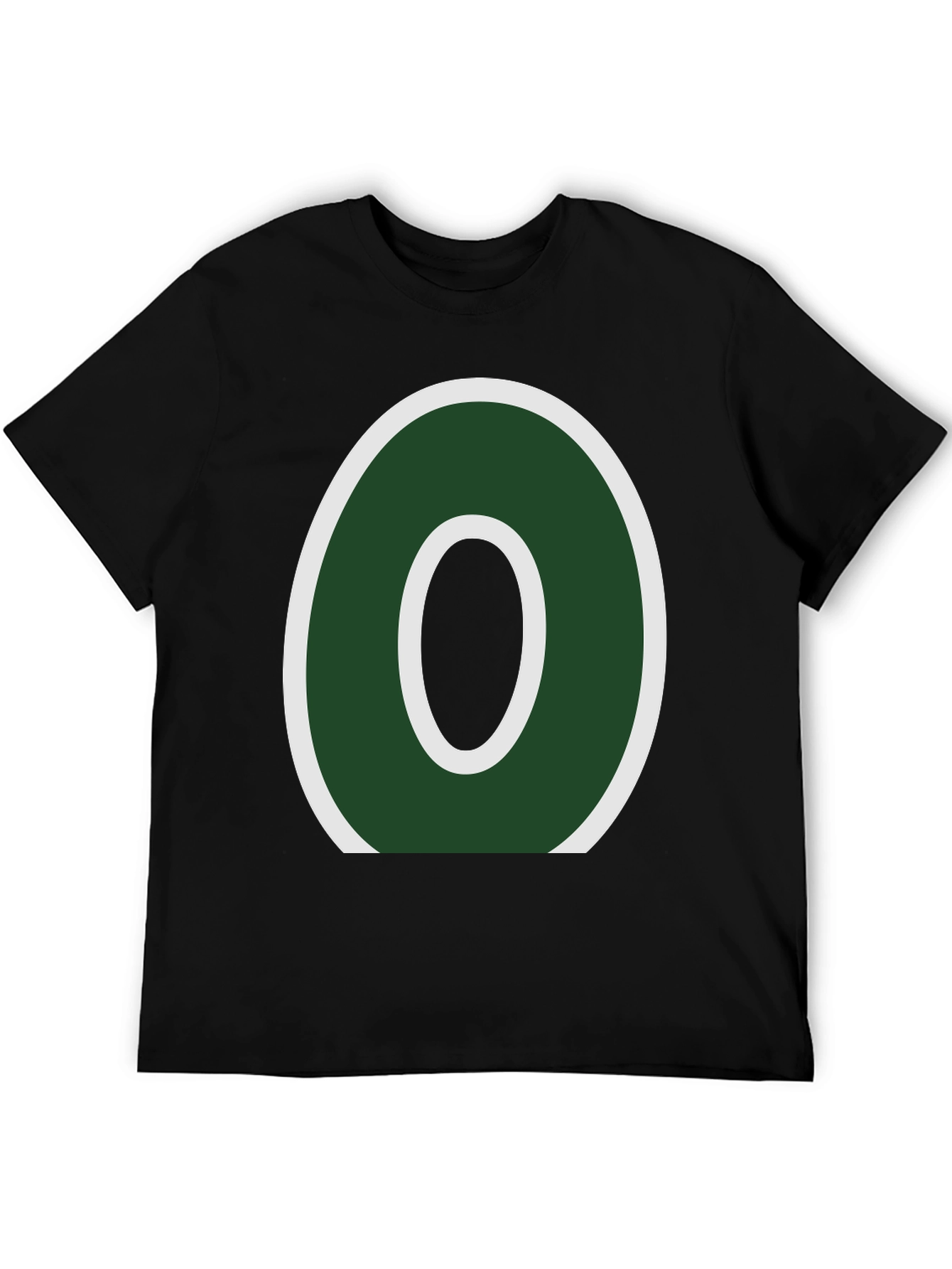 Letter O Graphic Tee - Casual Black T-Shirt