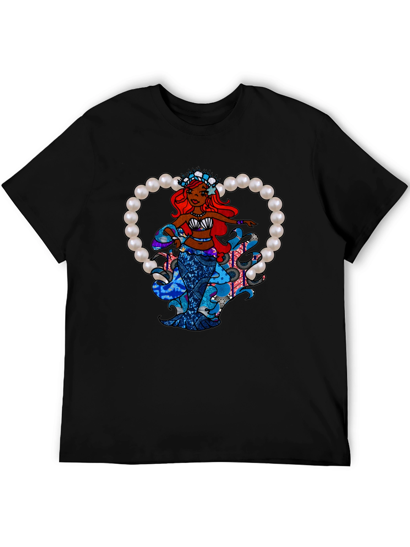 Mermaid Graphic Black T-Shirt