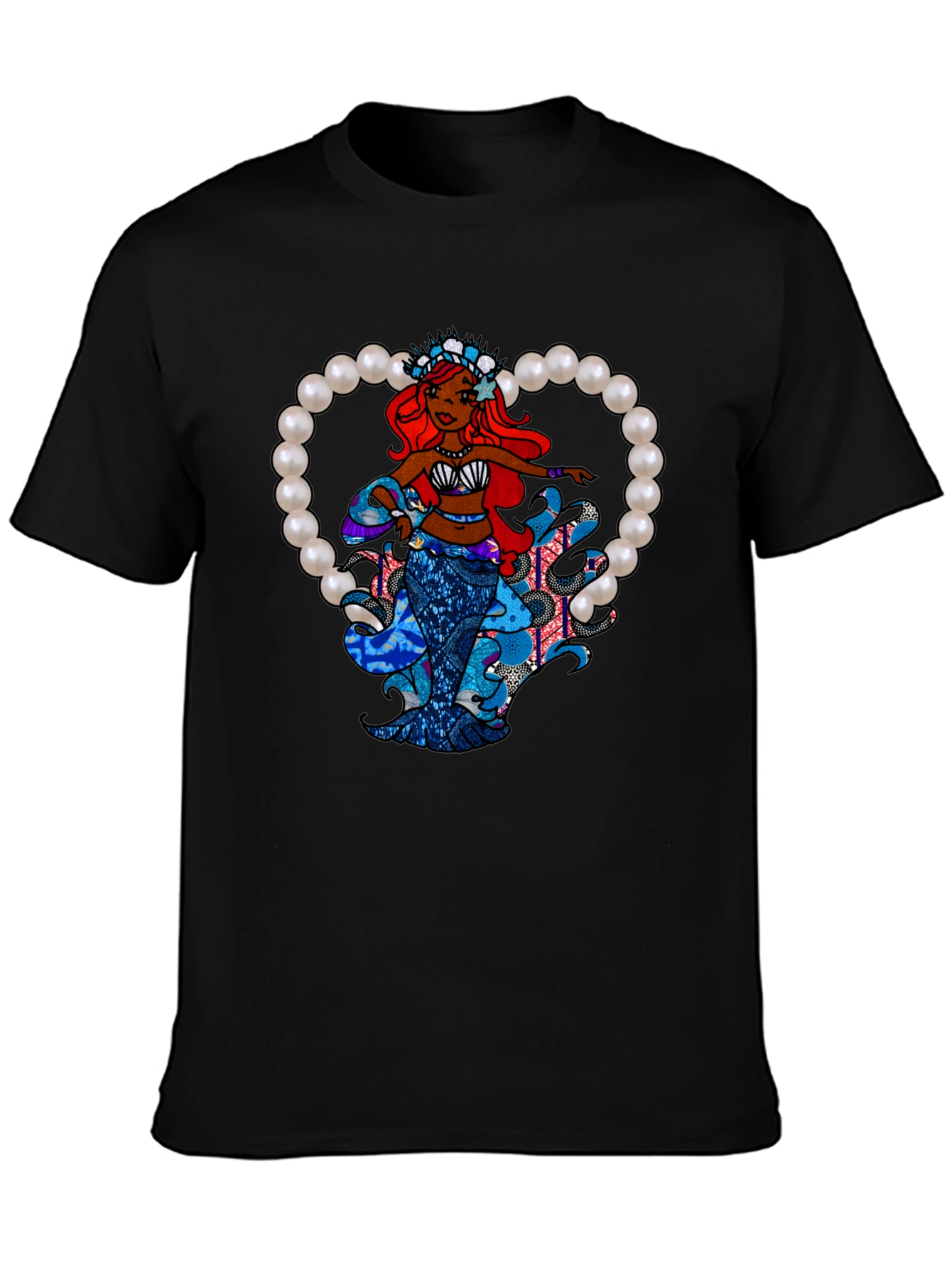 Mermaid Graphic Black T-Shirt