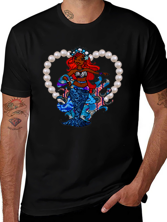 Mermaid Graphic Black T-Shirt