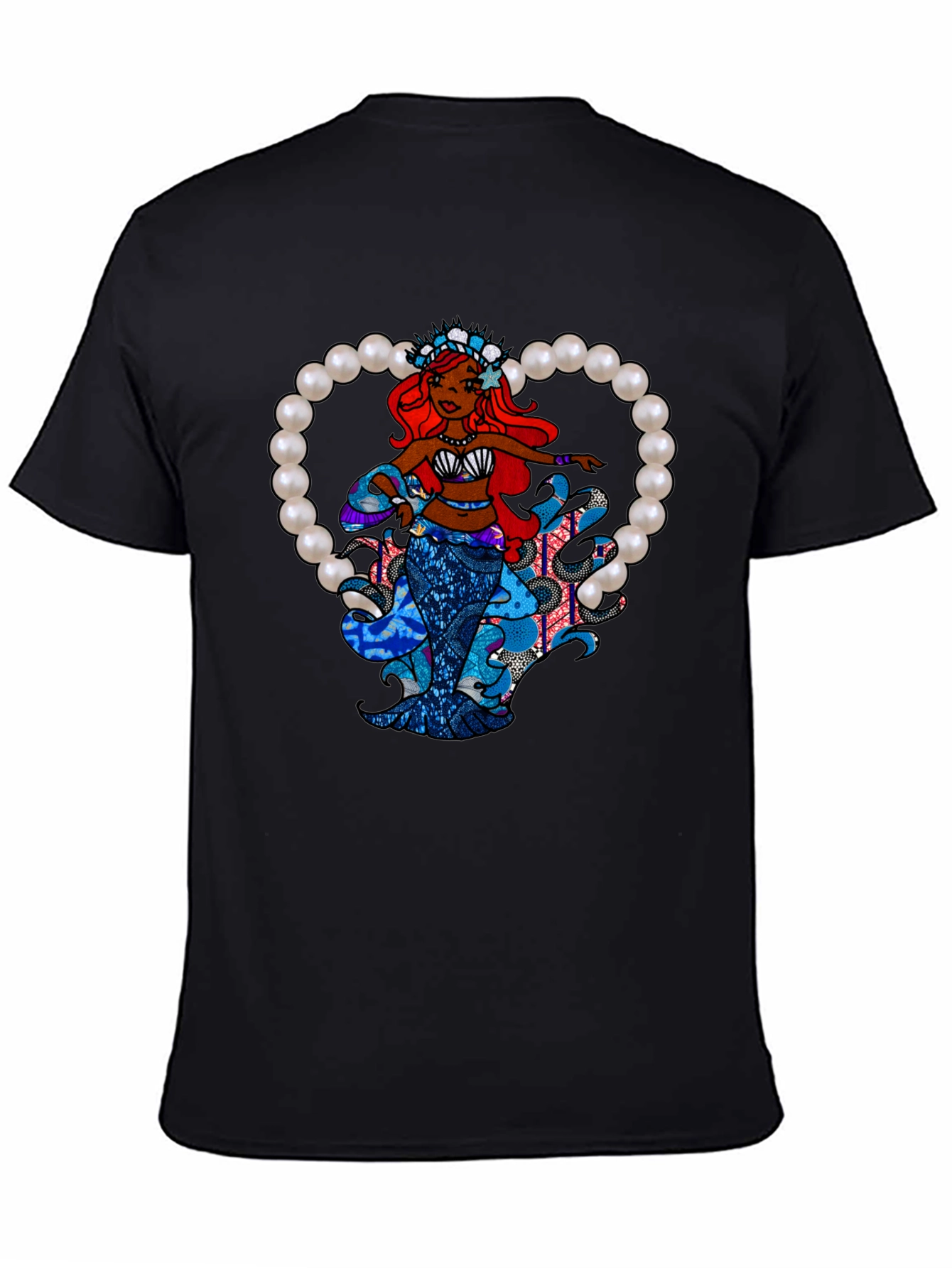 Mermaid Graphic Black T-Shirt