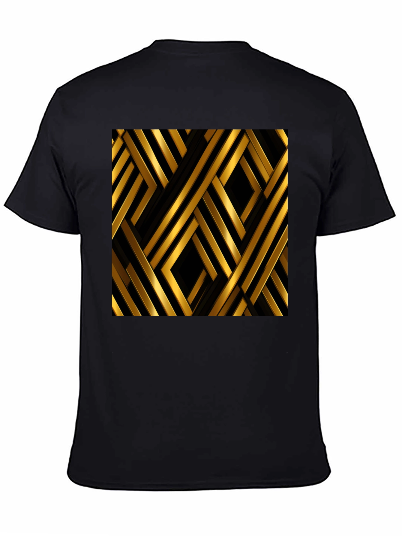 Geometric Gold & Black Pattern Graphic Tee