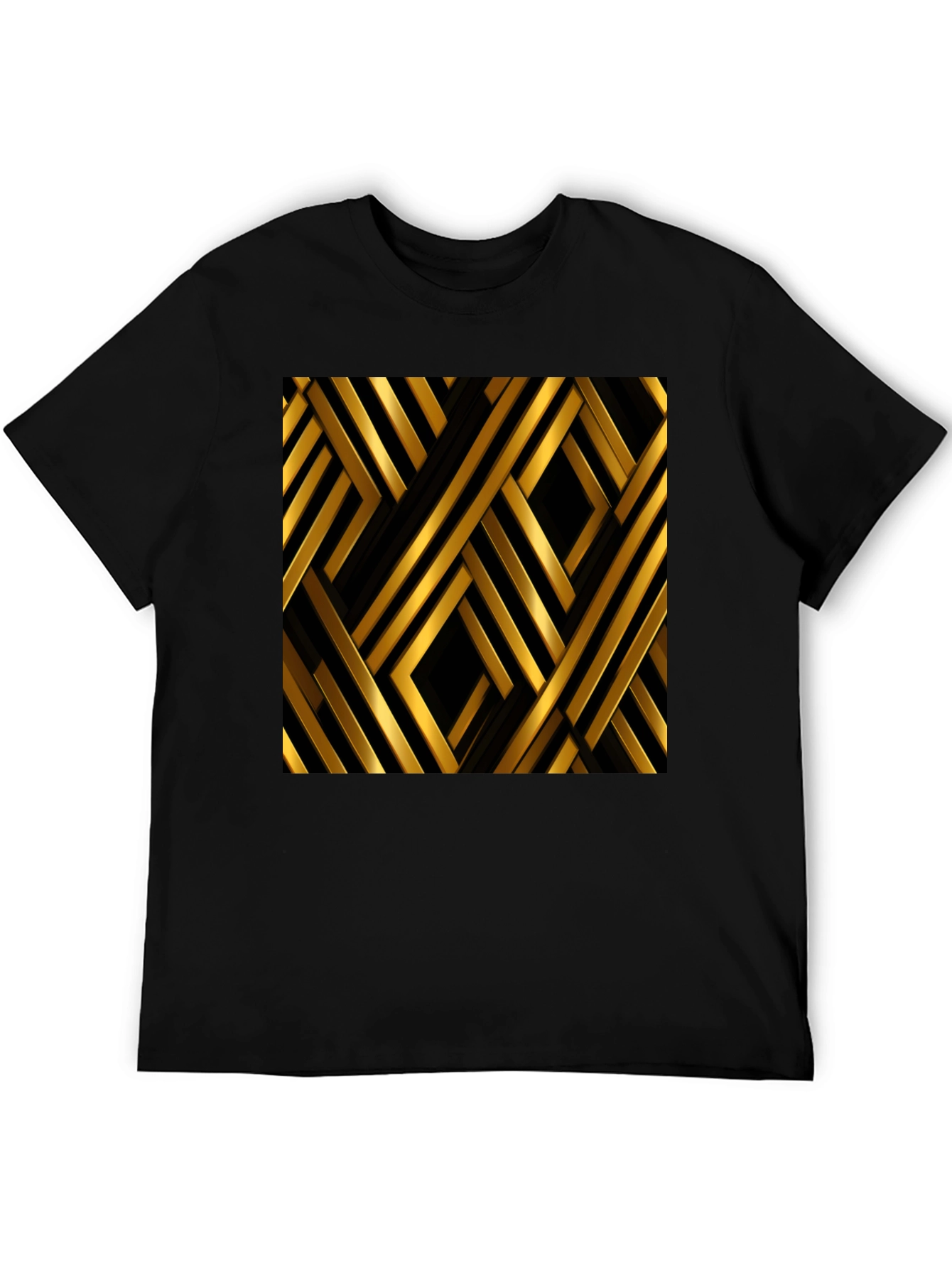 Geometric Gold & Black Pattern Graphic Tee
