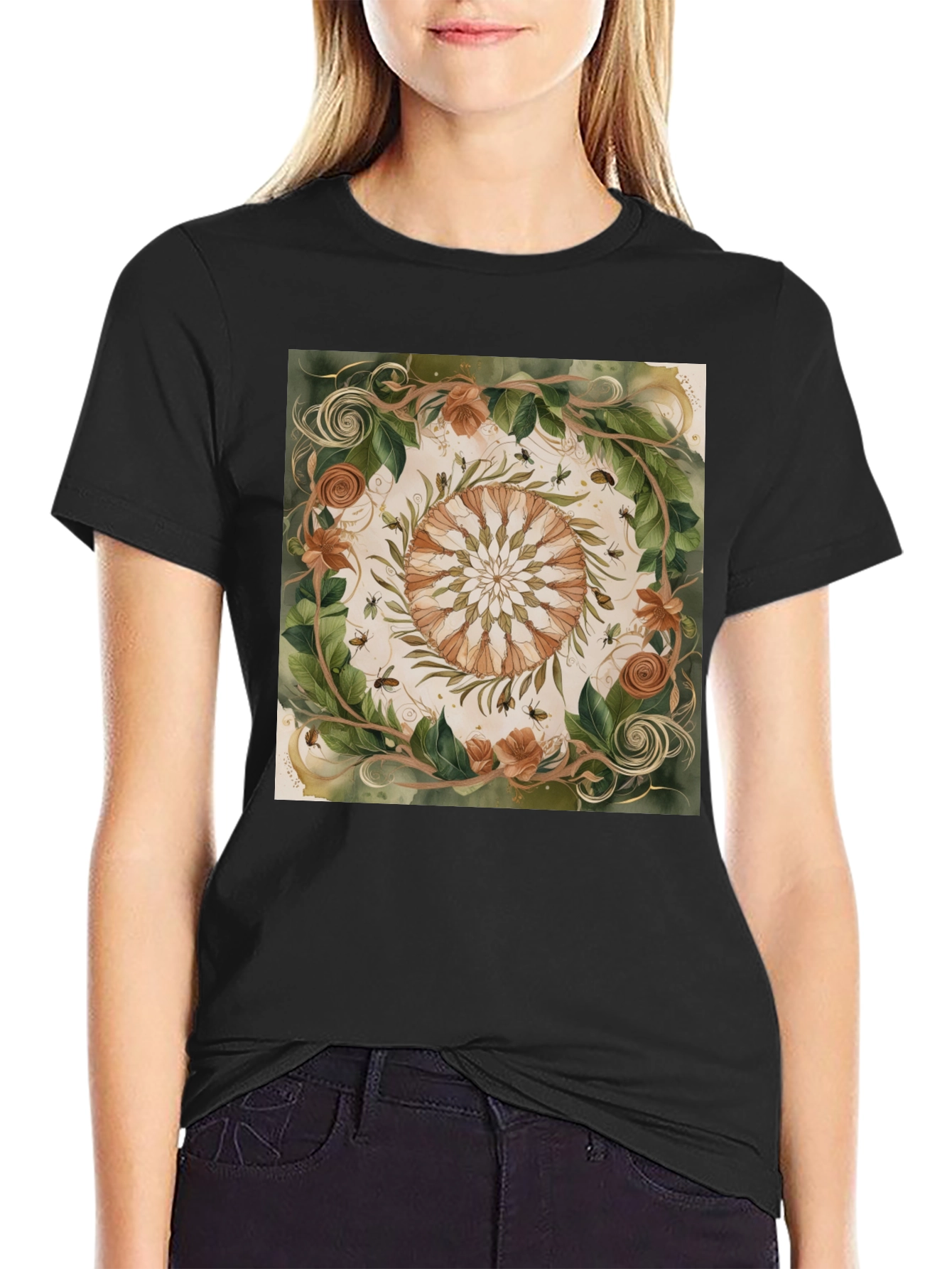Nature Mandala Graphic Tee - Organic Style