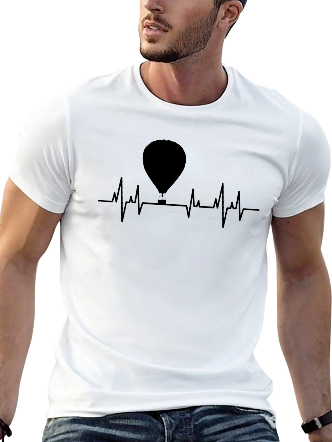 Hot Air Balloon Heartbeat Graphic Tee