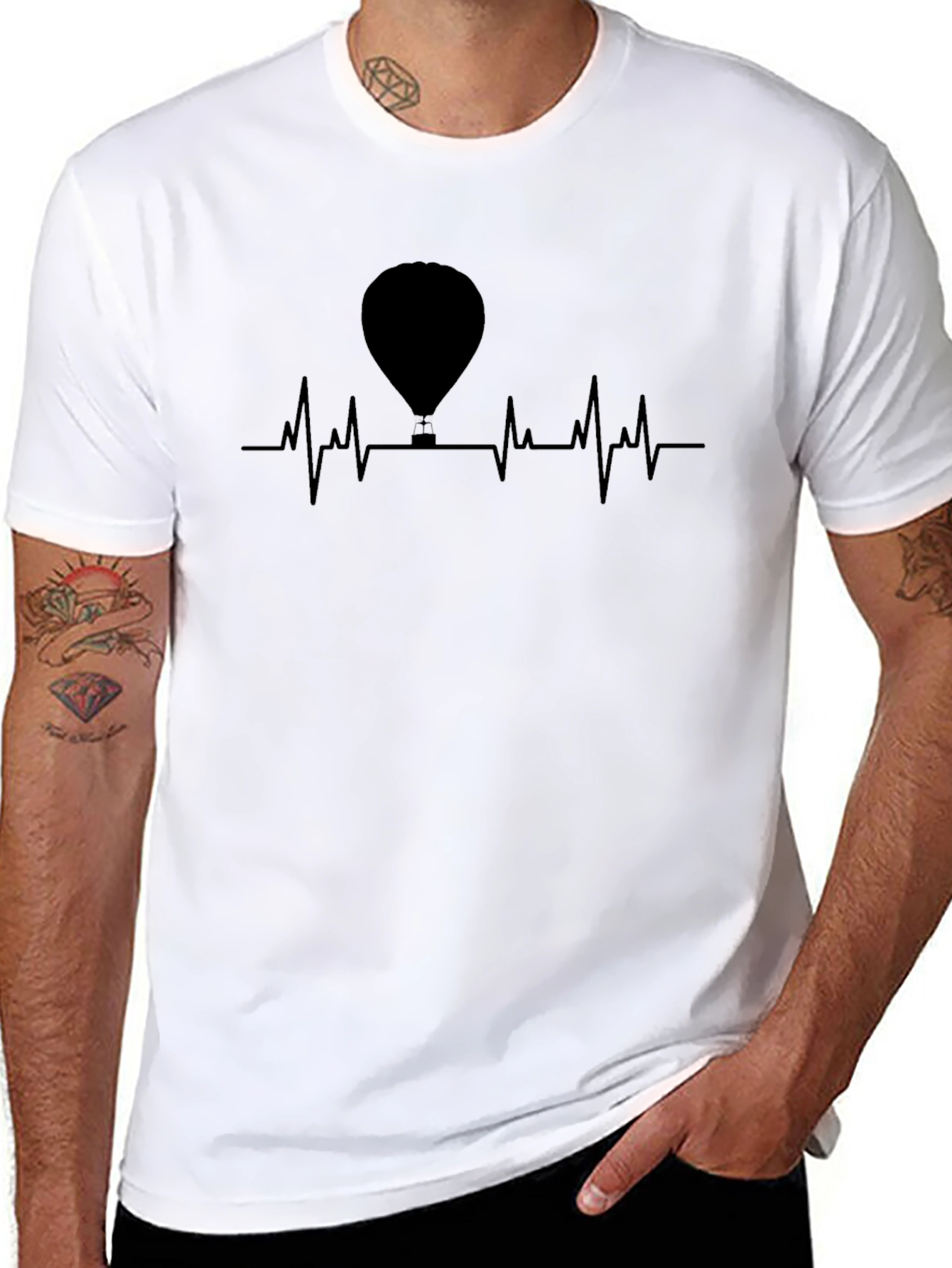 Hot Air Balloon Heartbeat Graphic Tee