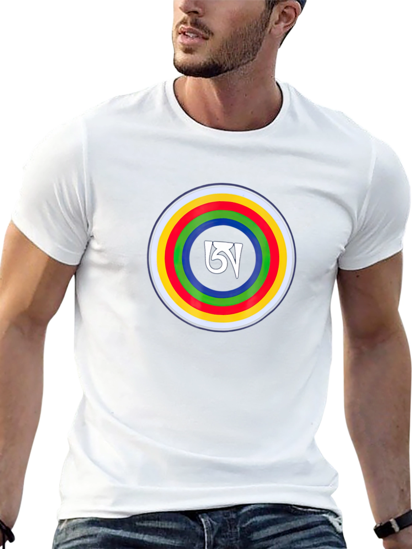 Black Tee with Tibetan Symbol Circle