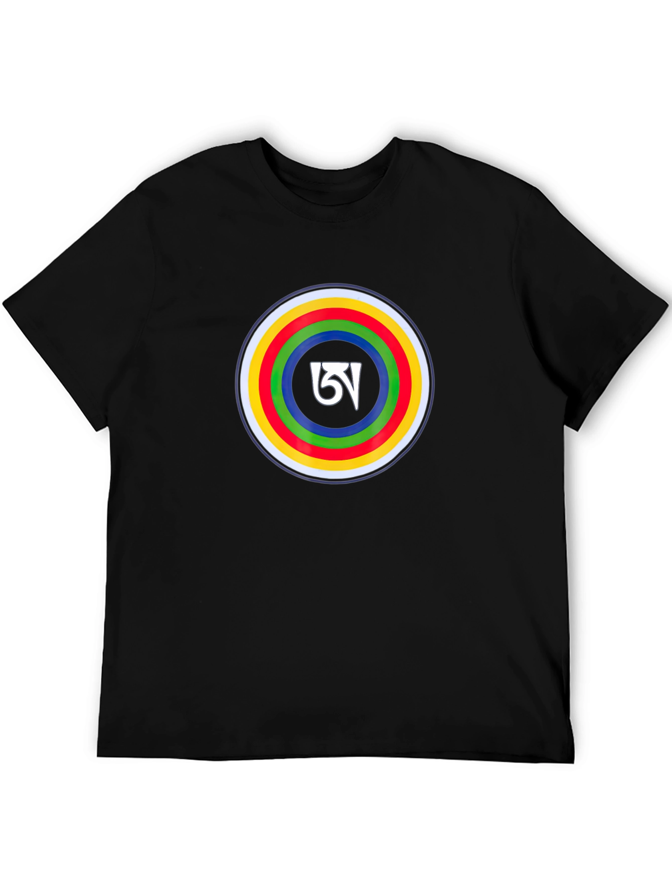 Black Tee with Tibetan Symbol Circle