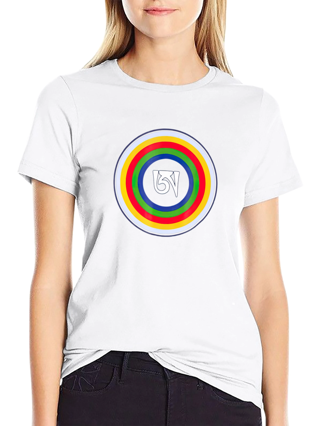 Black Tee with Tibetan Symbol Circle