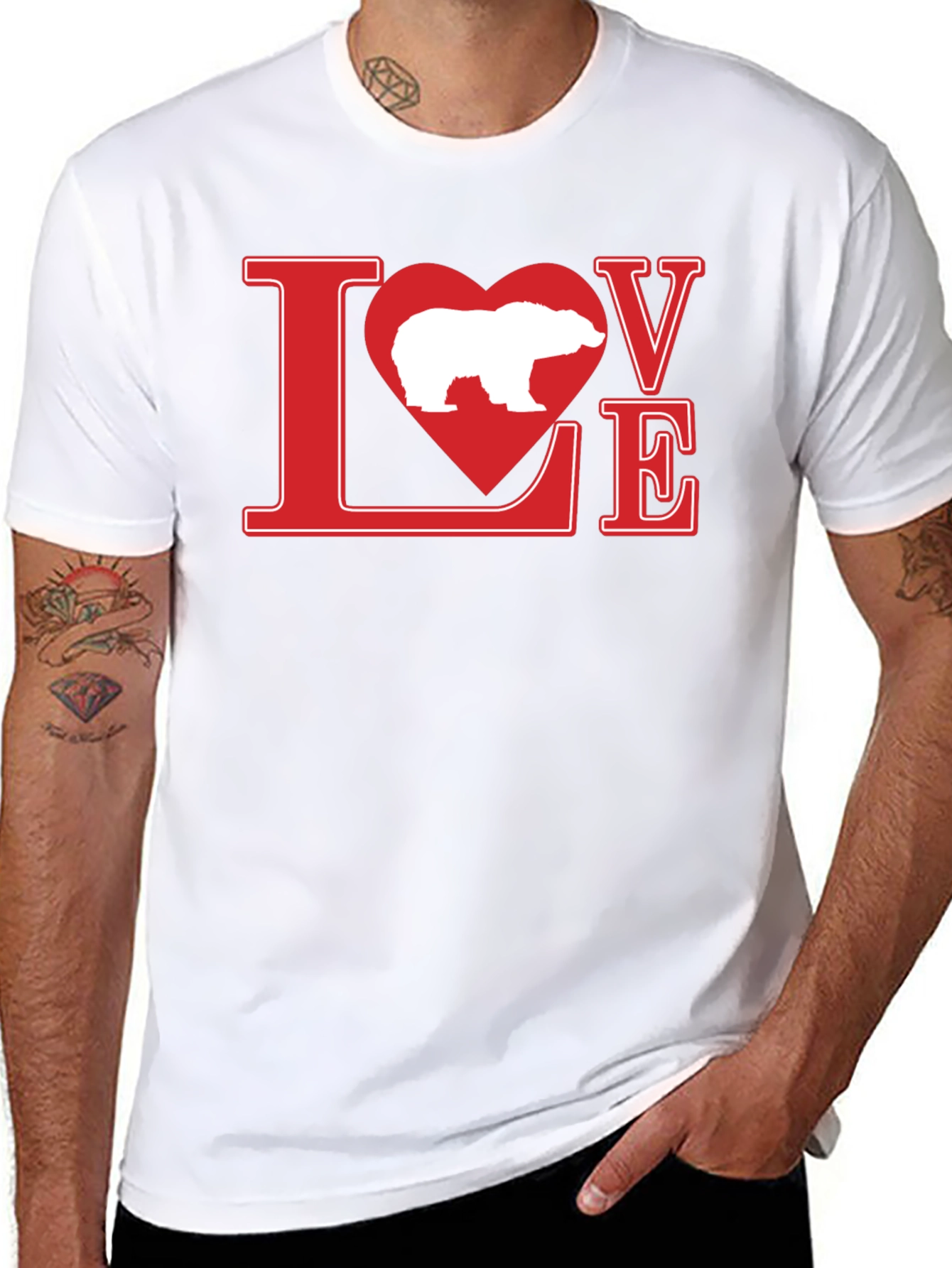 Love Polar Bear Graphic Tee - Black Cotton T-Shirt