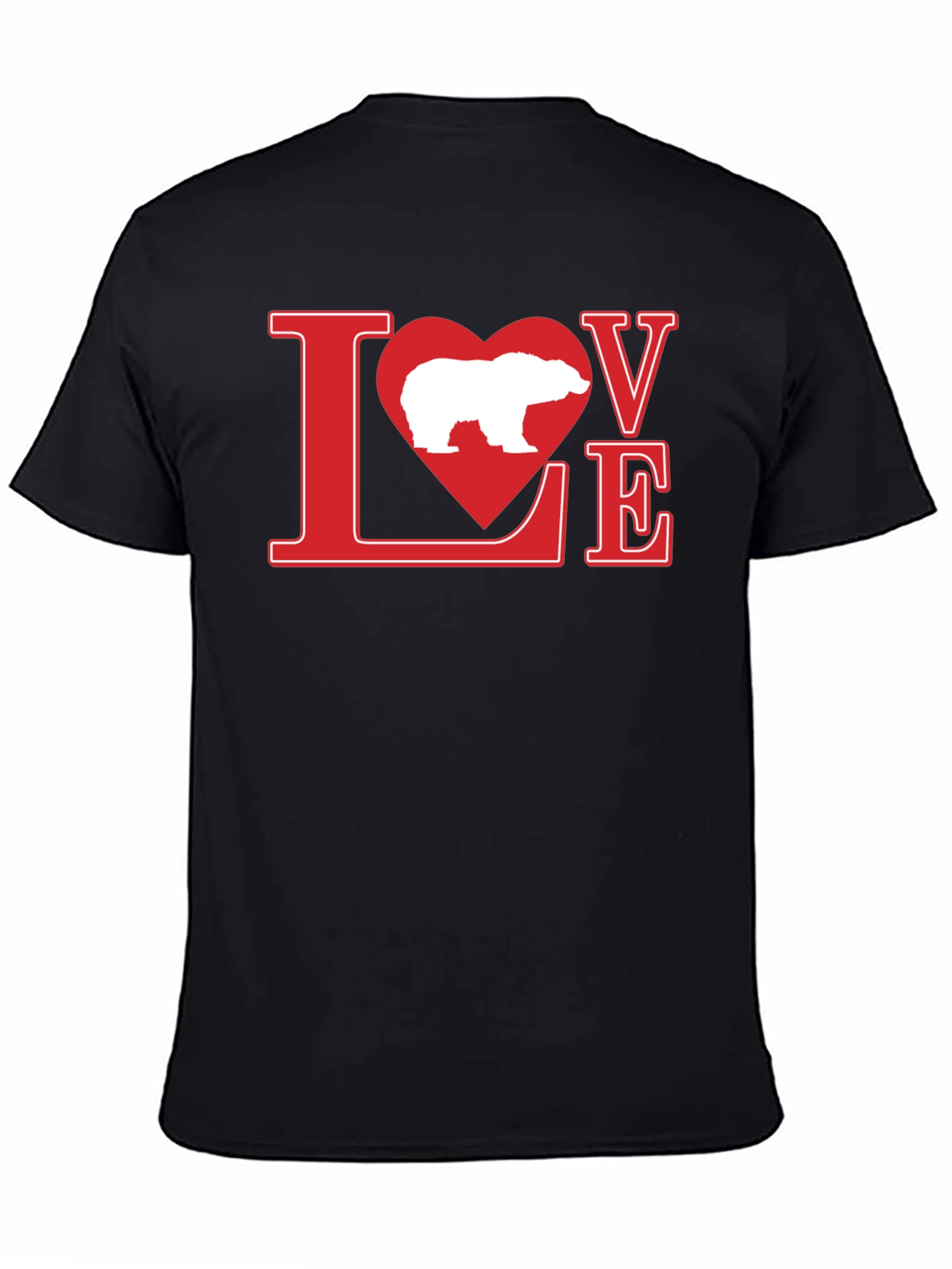Love Polar Bear Graphic Tee - Black Cotton T-Shirt