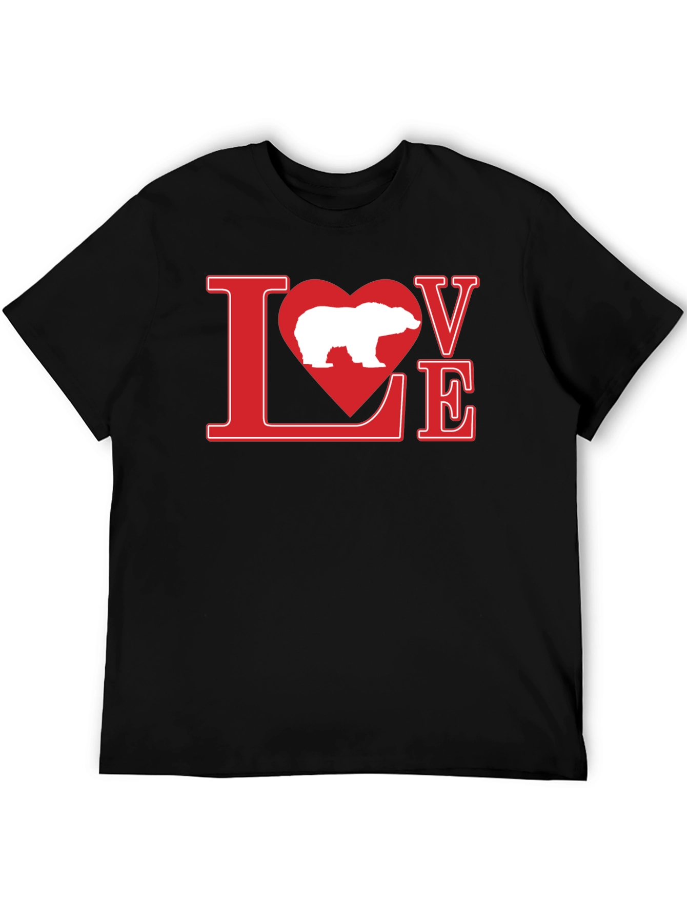 Love Polar Bear Graphic Tee - Black Cotton T-Shirt