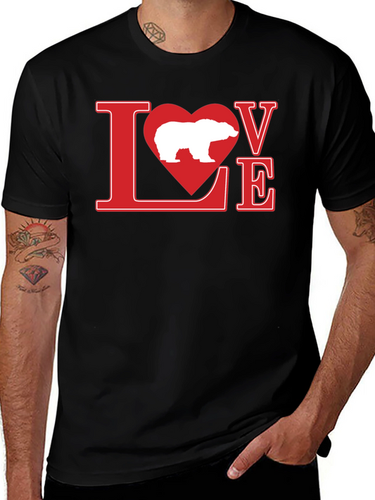Love Polar Bear Graphic Tee - Black Cotton T-Shirt