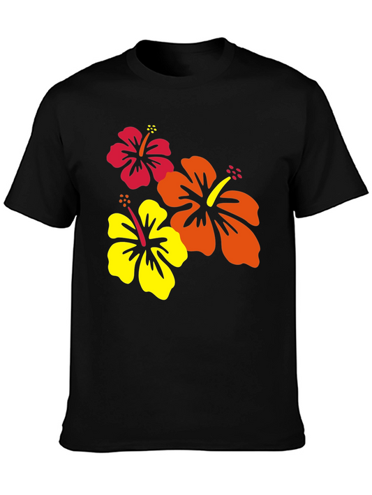 Tropical Hibiscus Black T-Shirt