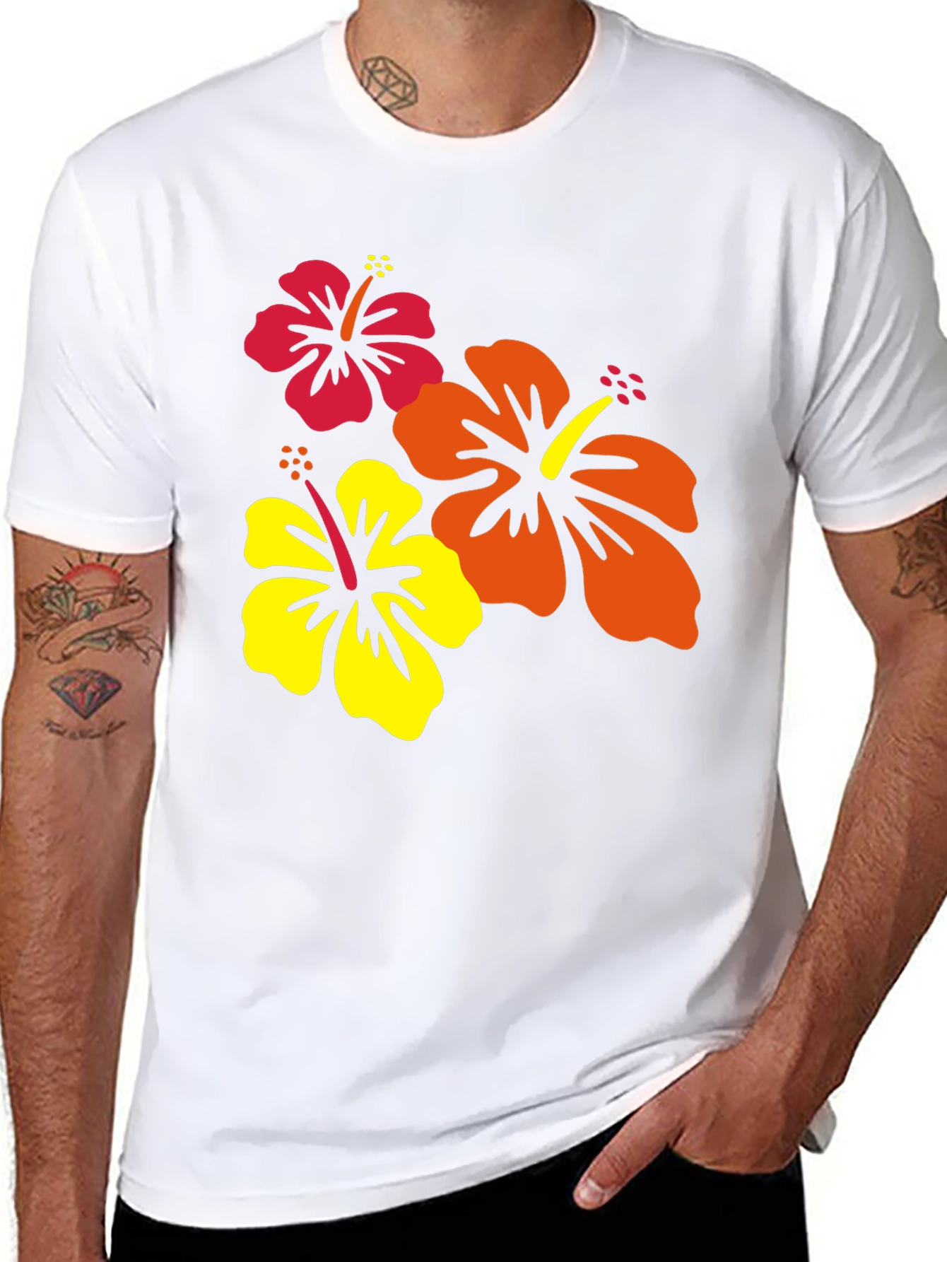 Tropical Hibiscus Black T-Shirt