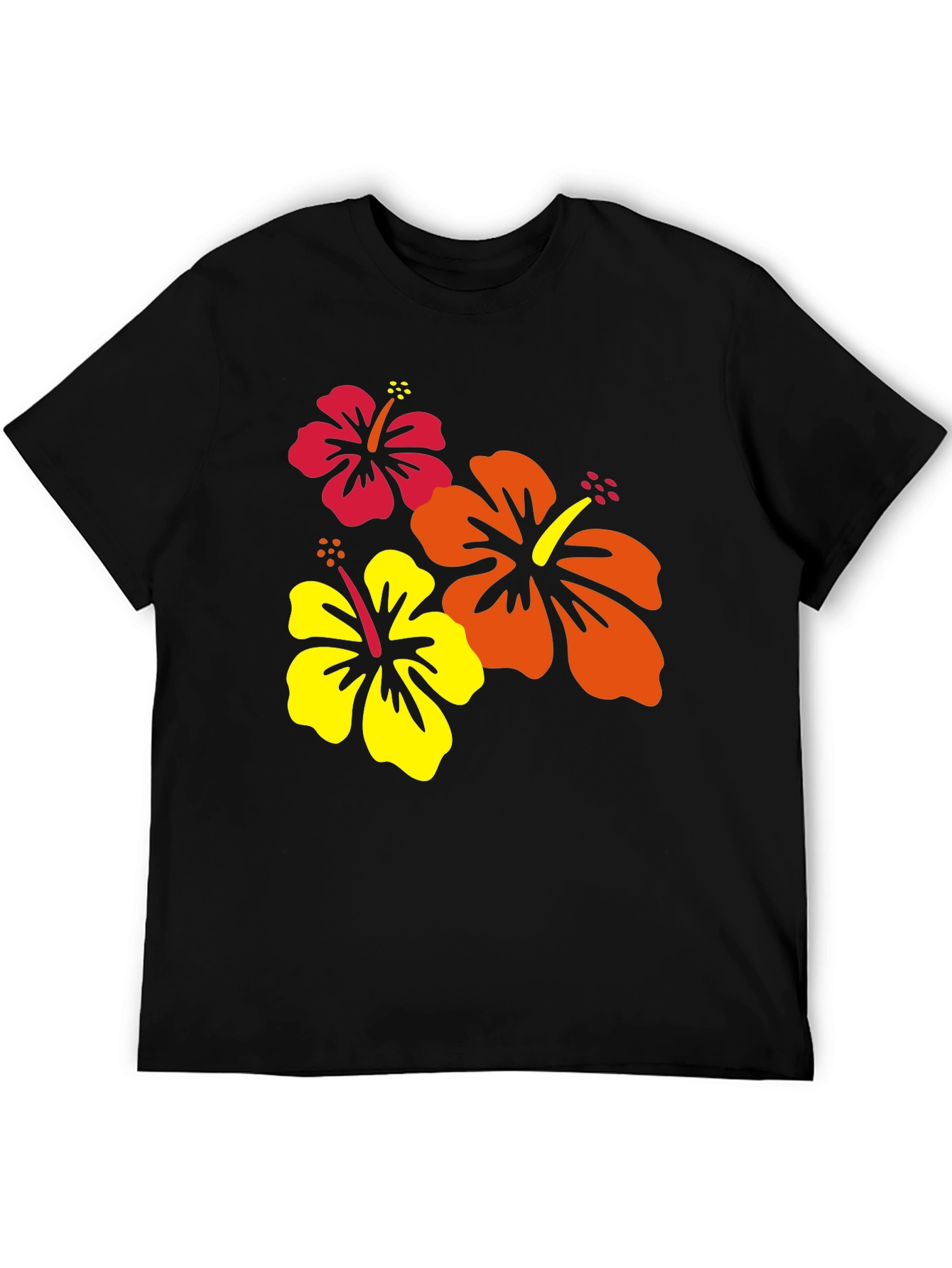 Tropical Hibiscus Black T-Shirt
