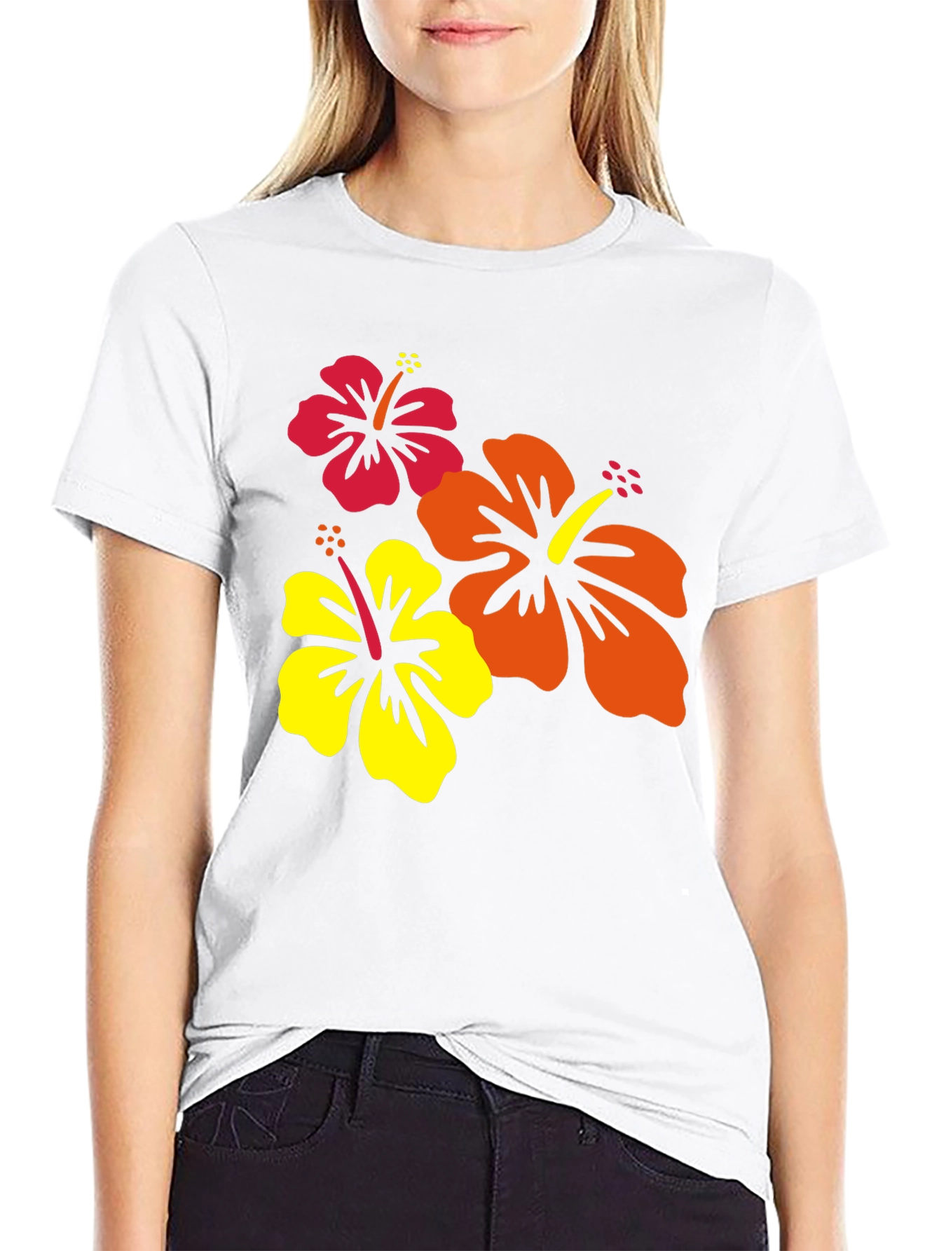 Tropical Hibiscus Black T-Shirt