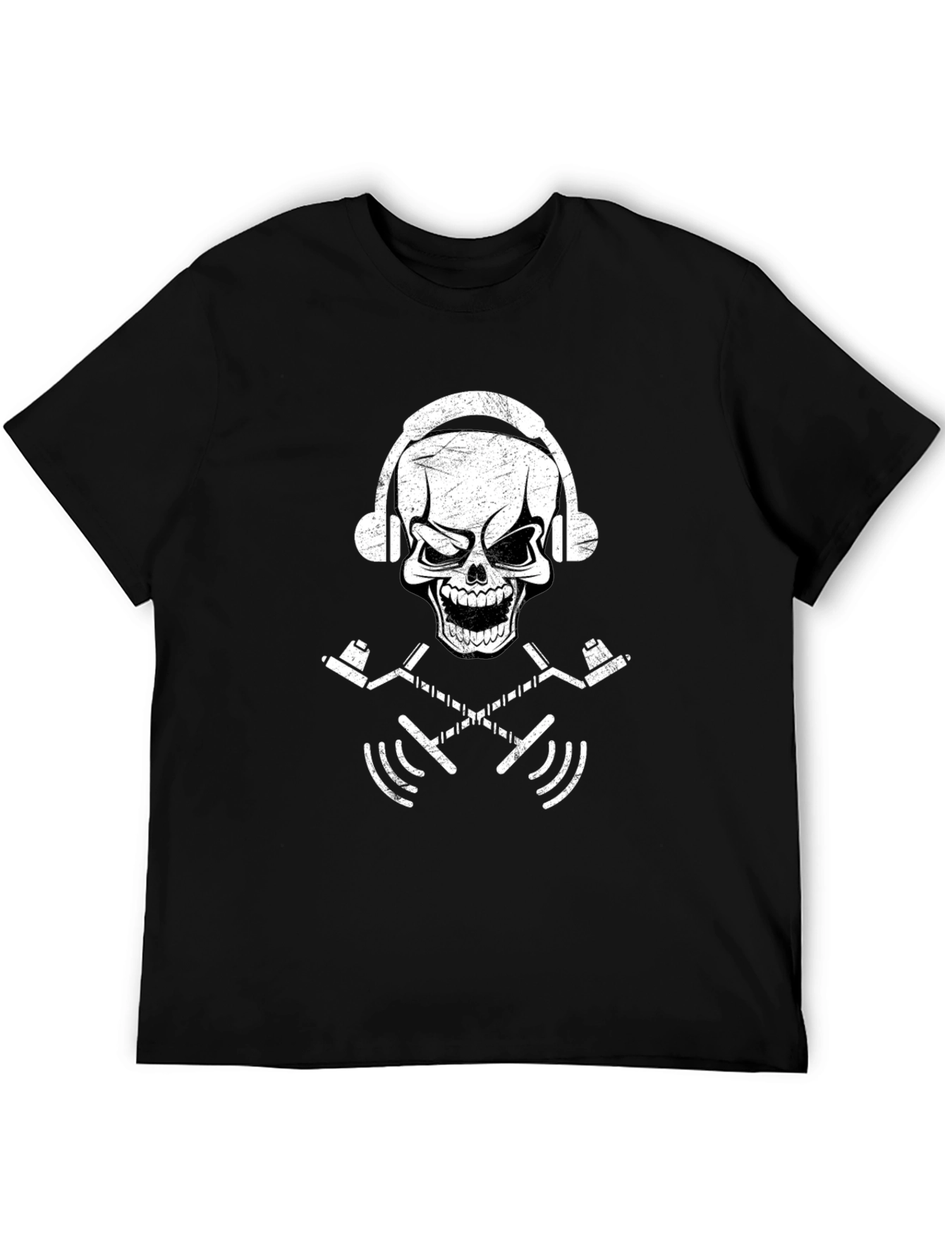 Skull Headphone Graphic T-Shirt - Black