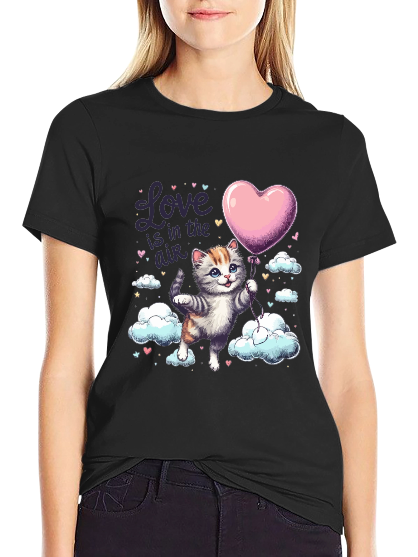 Love is in the Air Cat Graphic Tee