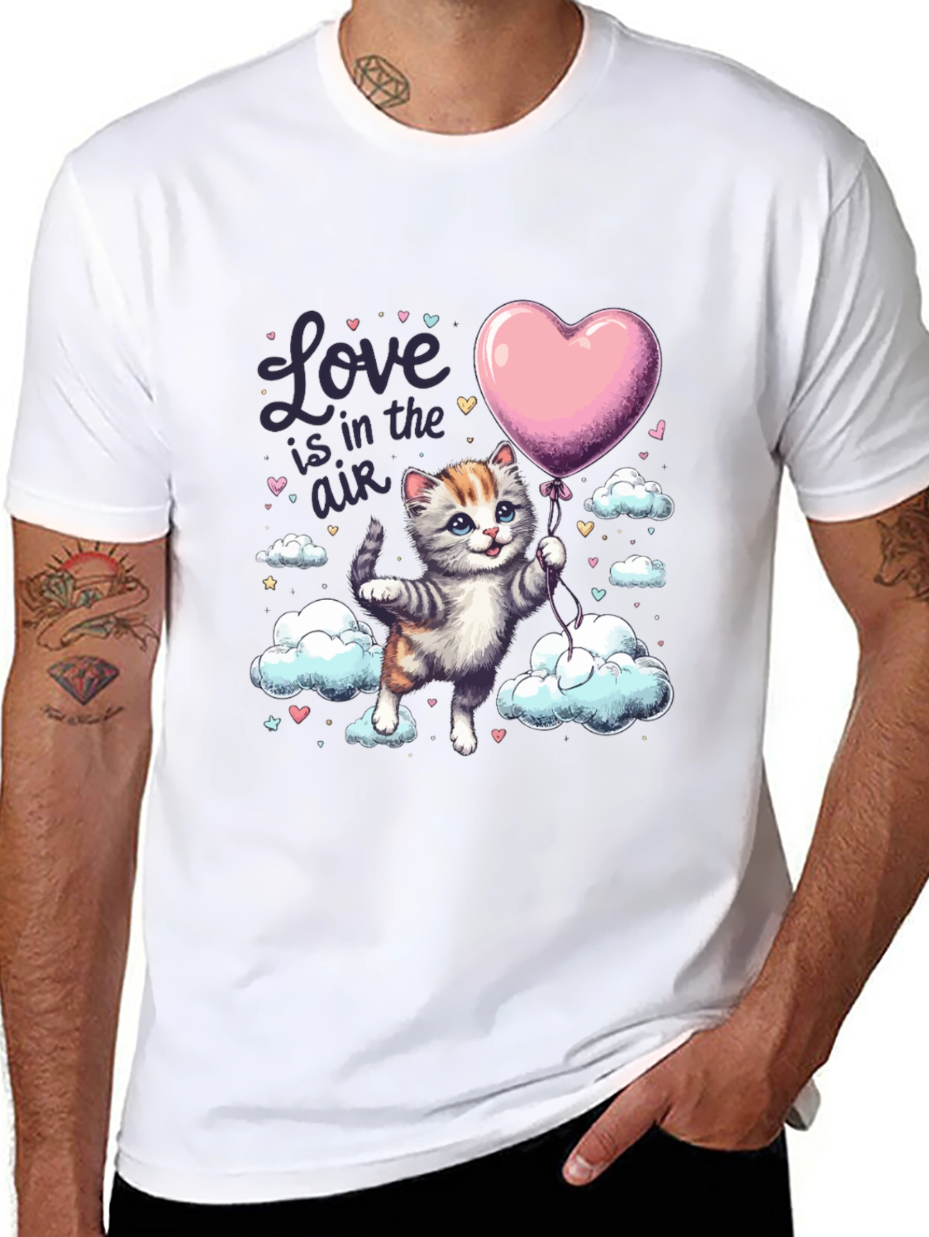 Love is in the Air Cat Graphic Tee