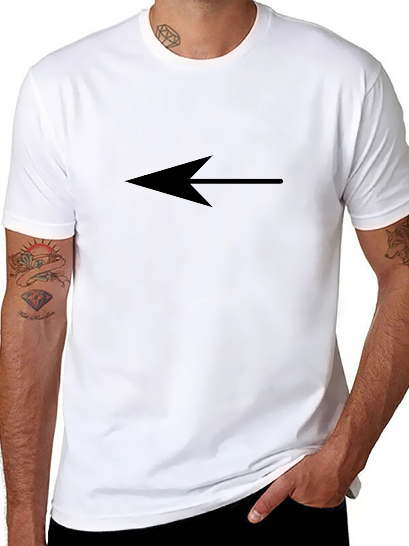 Left Arrow Graphic T-Shirt - Casual Black Tee