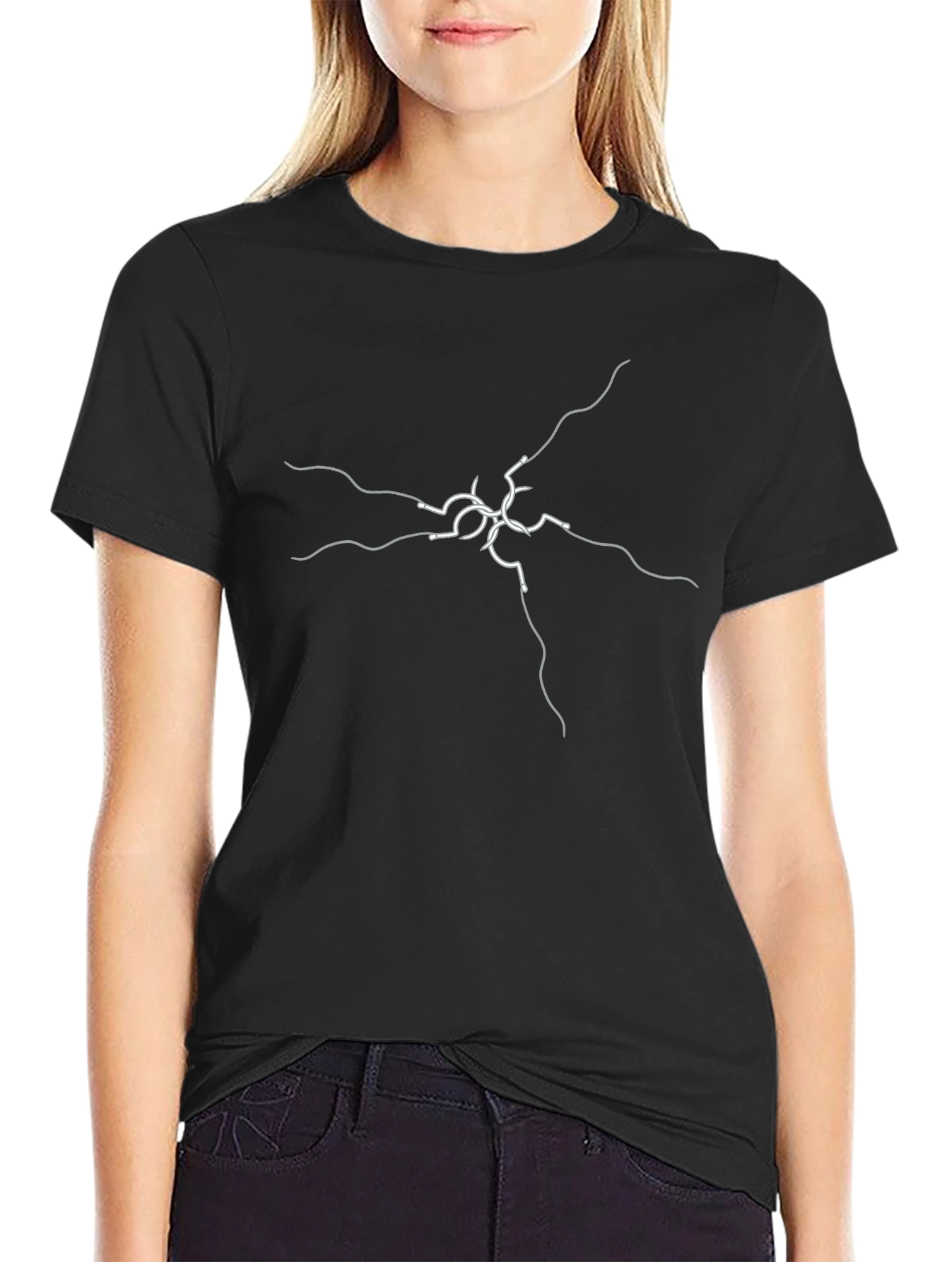 Cracked Pattern Black T-Shirt