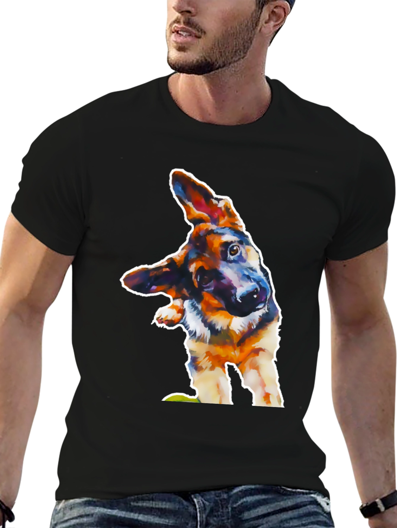 Dog Lover Tee: Artistic German Shepherd Design