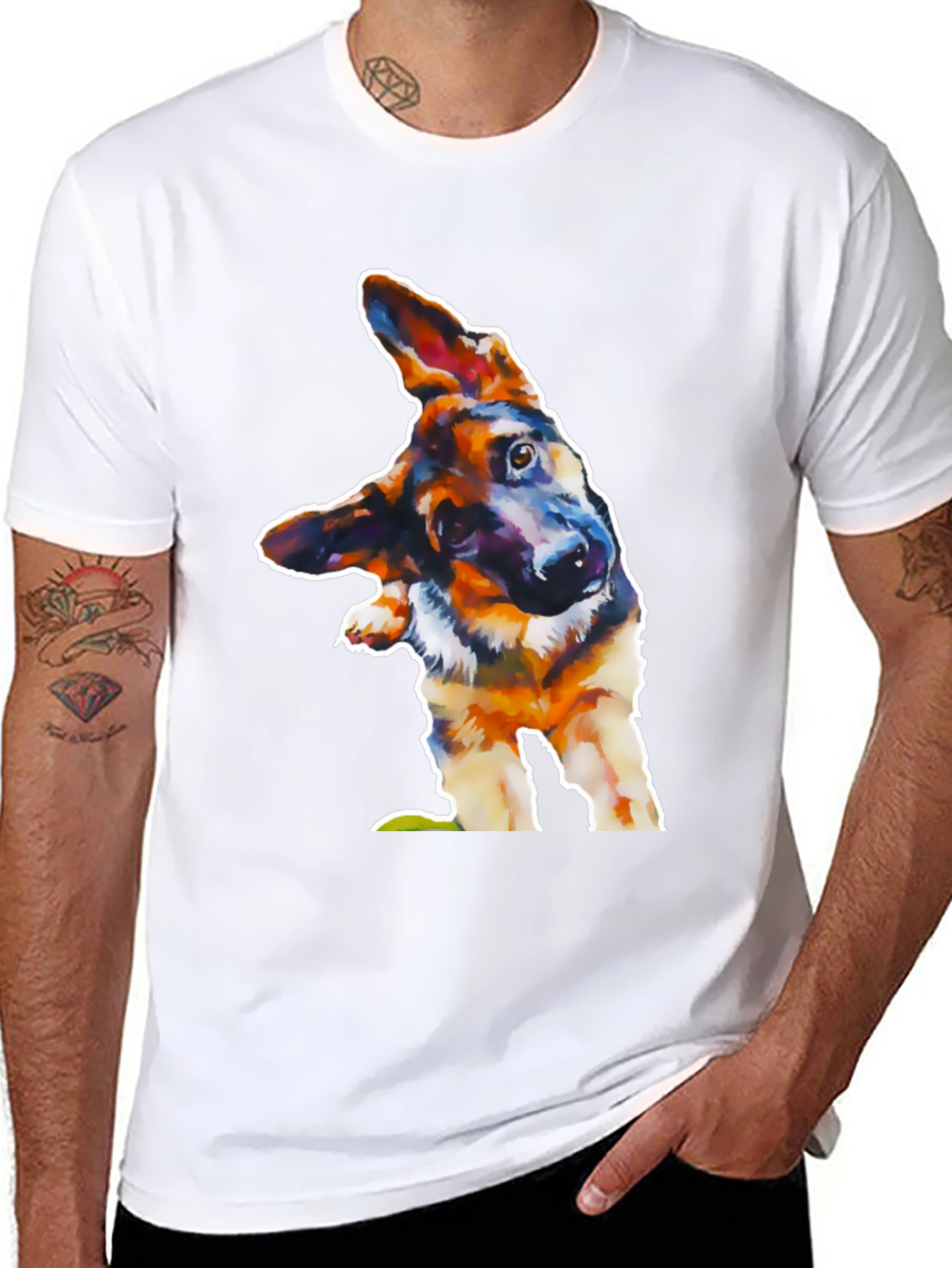 Dog Lover Tee: Artistic German Shepherd Design