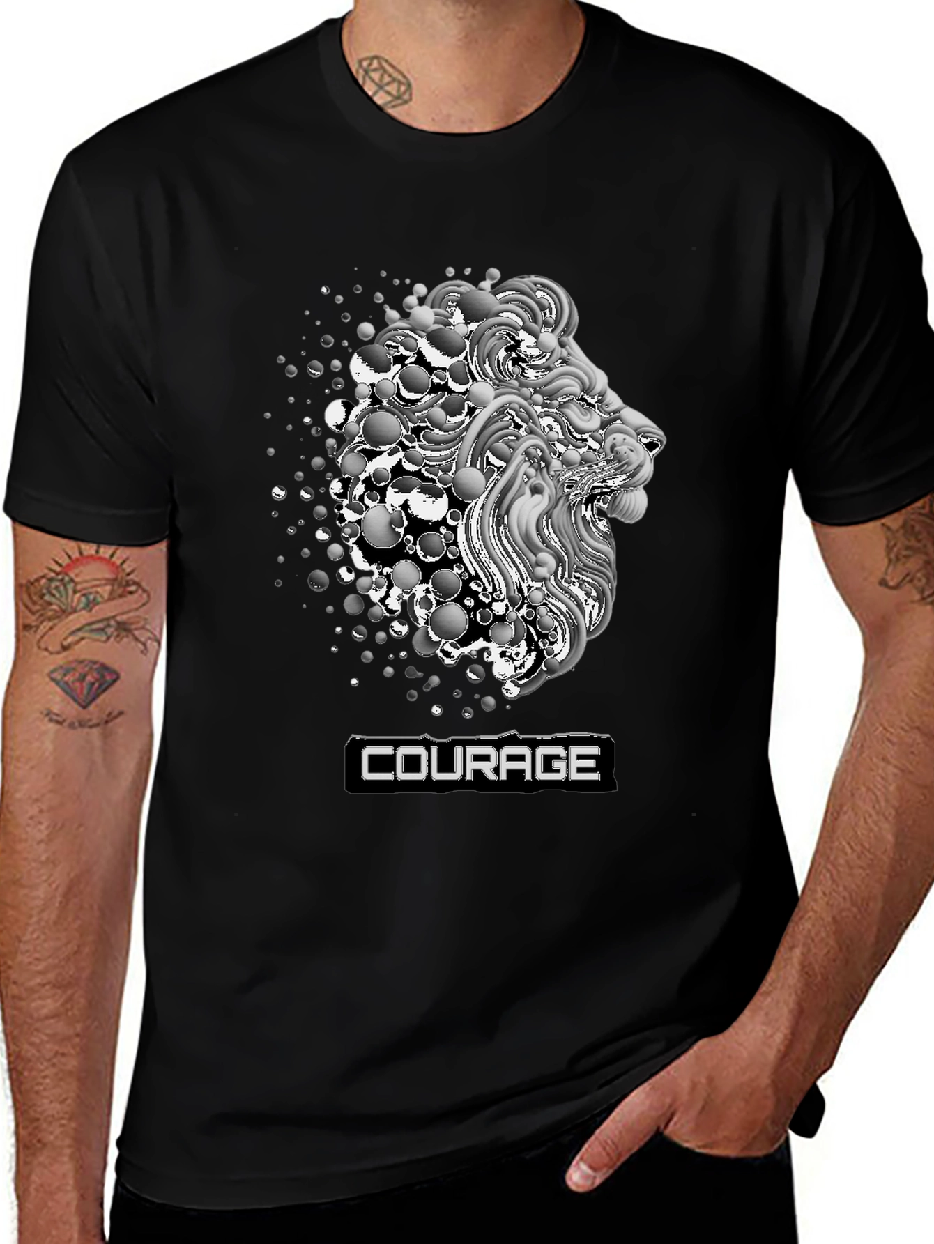 Lion Head Courage Graphic Print Tee