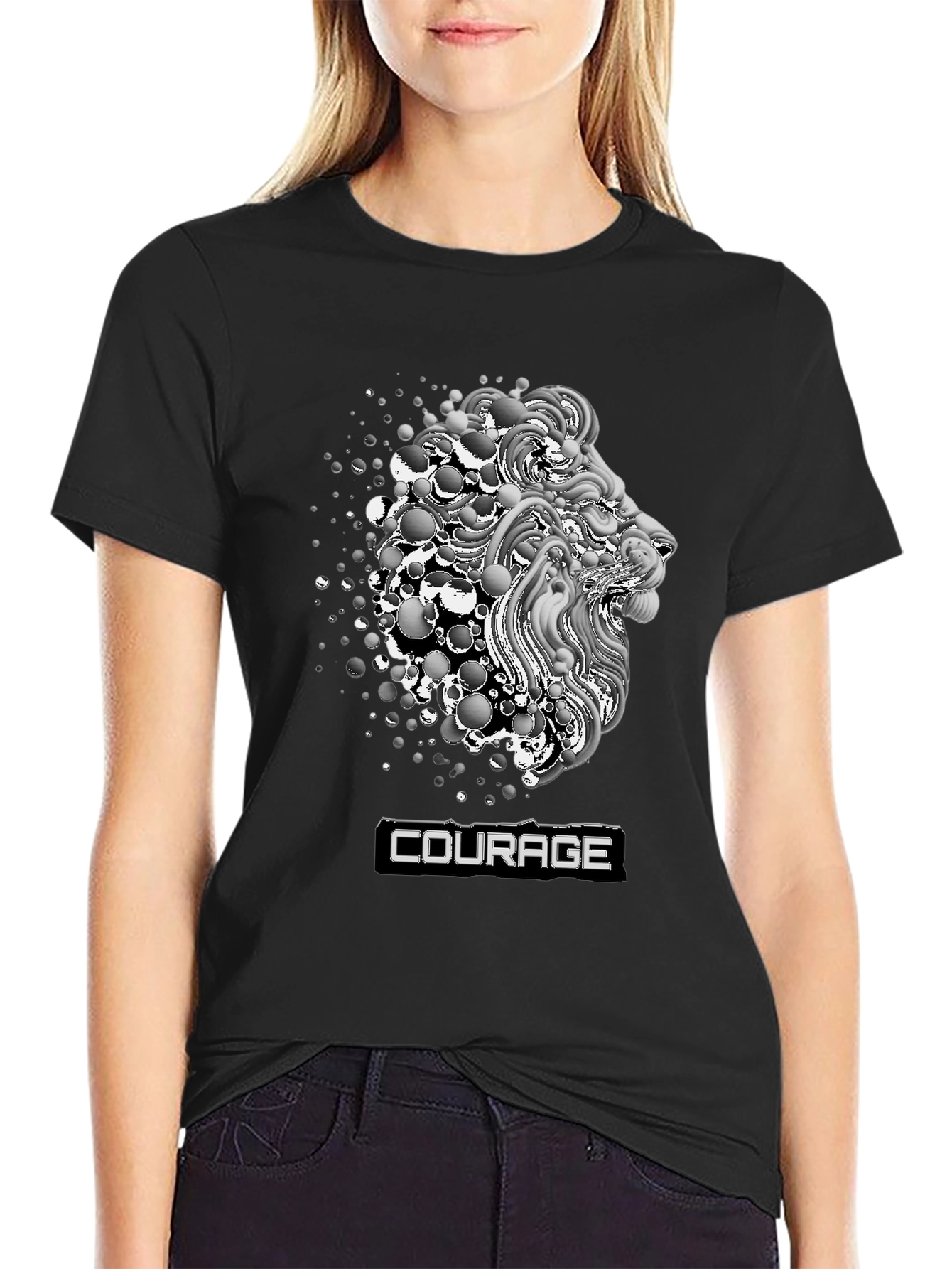 Lion Head Courage Graphic Print Tee