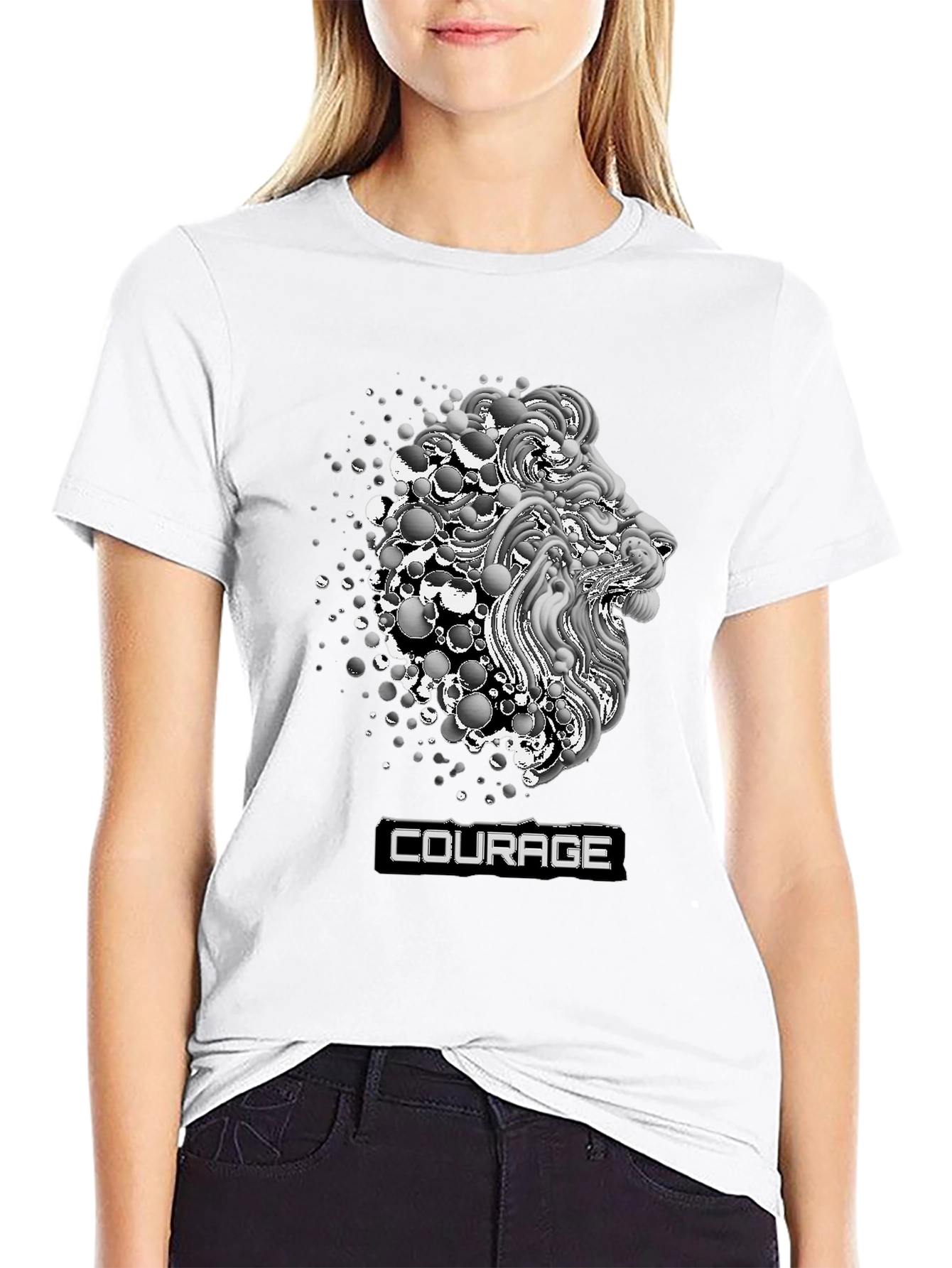 Lion Head Courage Graphic Print Tee