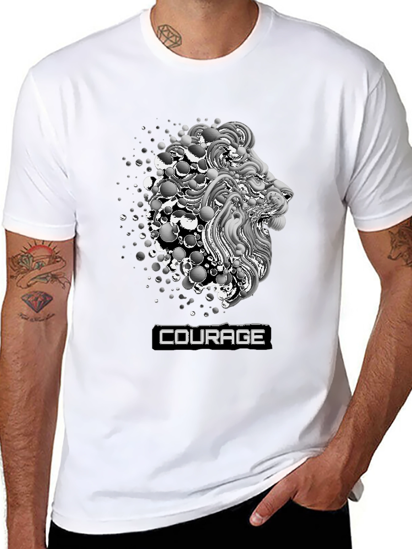 Lion Head Courage Graphic Print Tee
