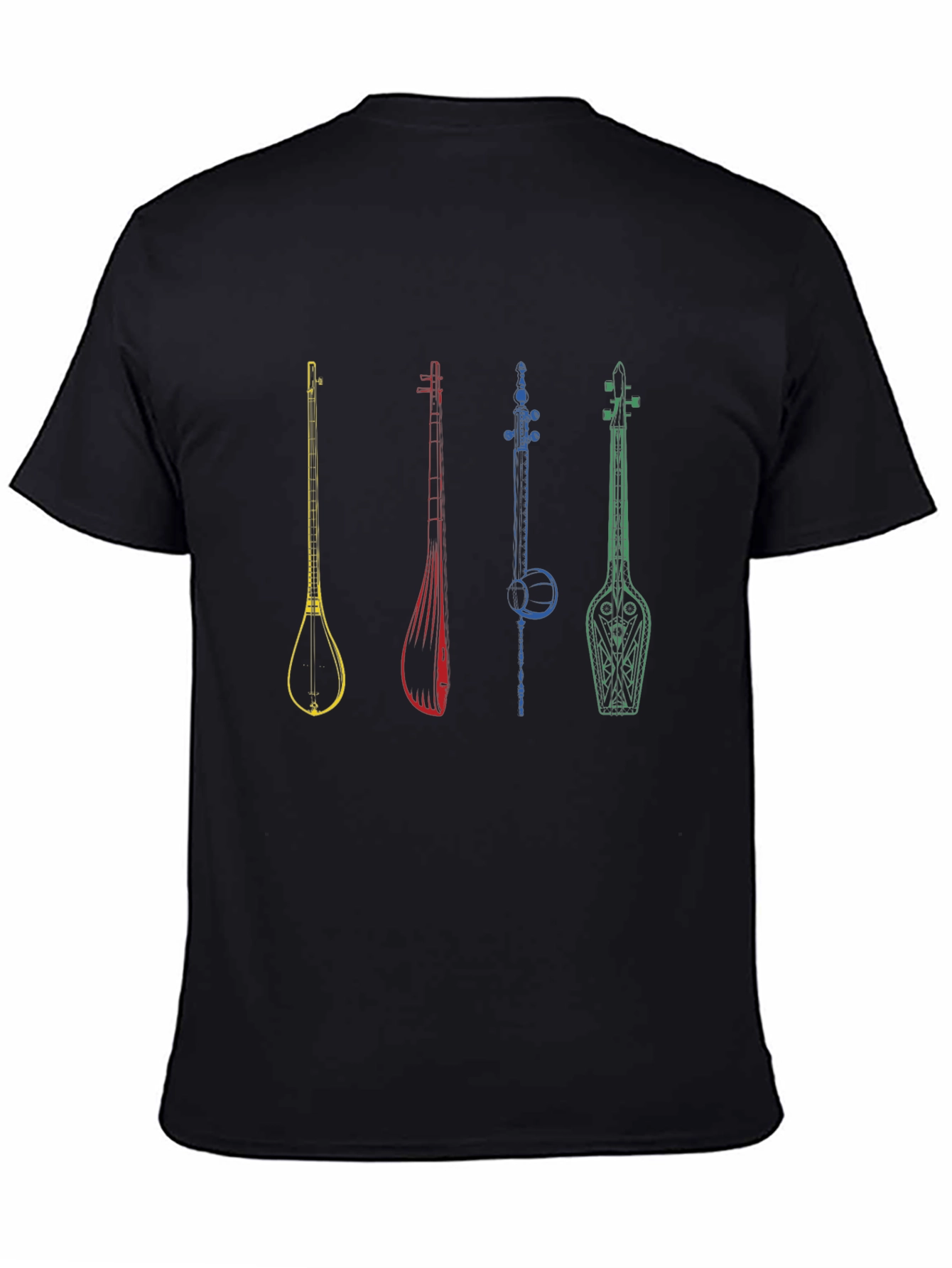 Musical Instrument Graphic Tee - Black Cotton T-Shirt