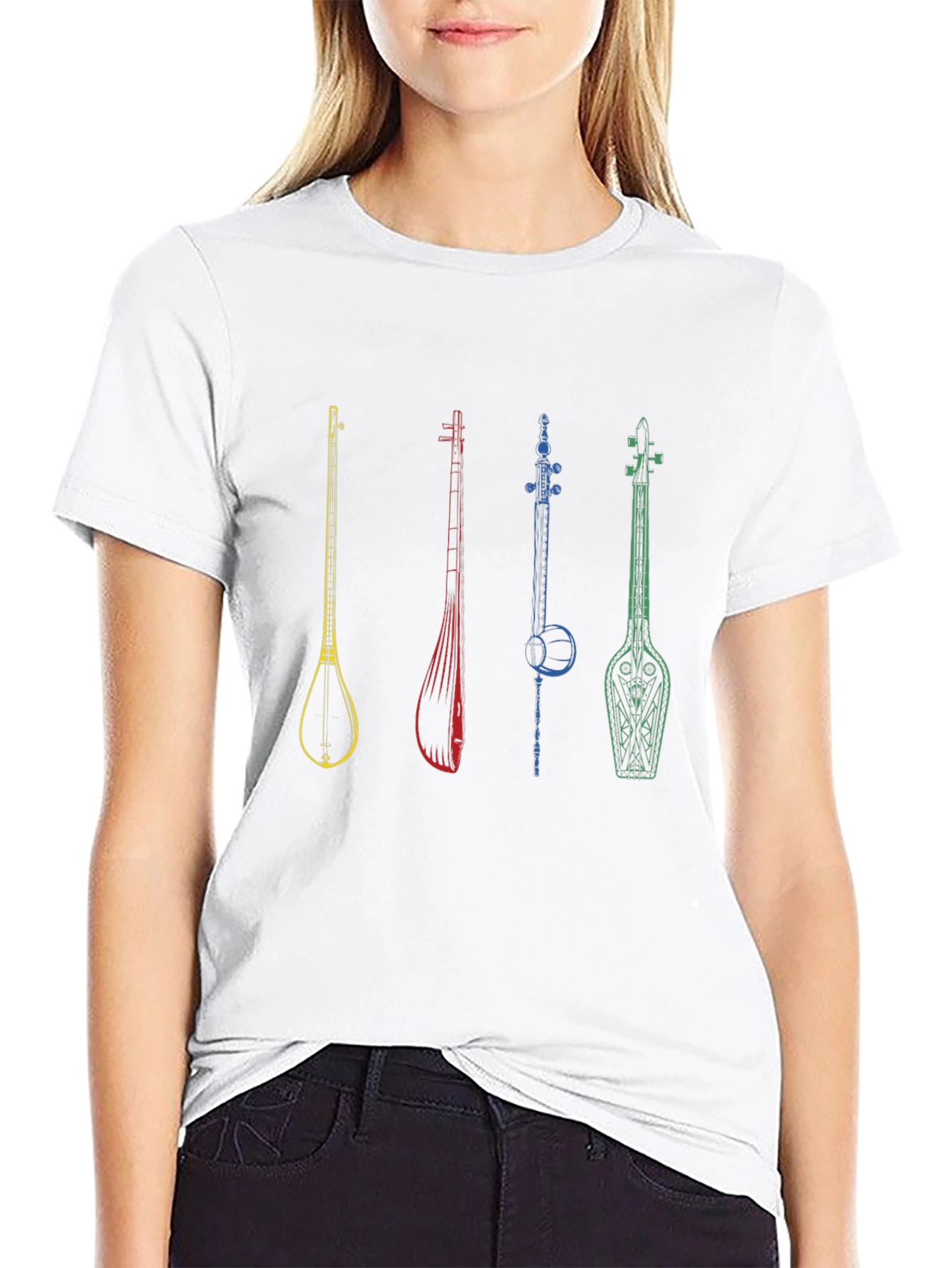 Musical Instrument Graphic Tee - Black Cotton T-Shirt