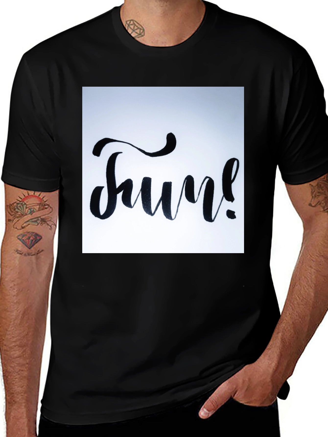 Fun Graphic Tee - Black Cotton T-Shirt