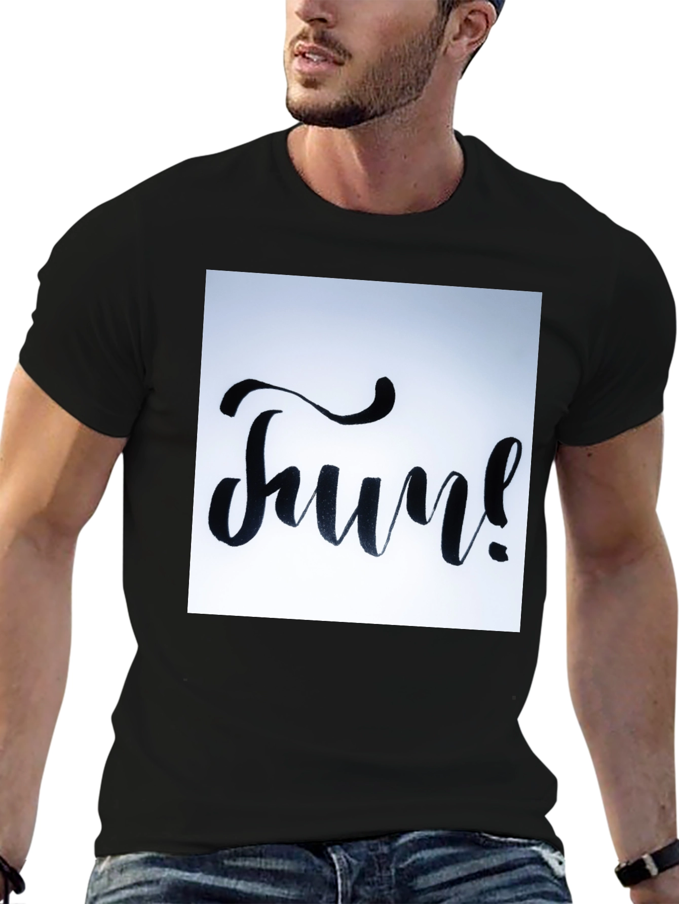Fun Graphic Tee - Black Cotton T-Shirt