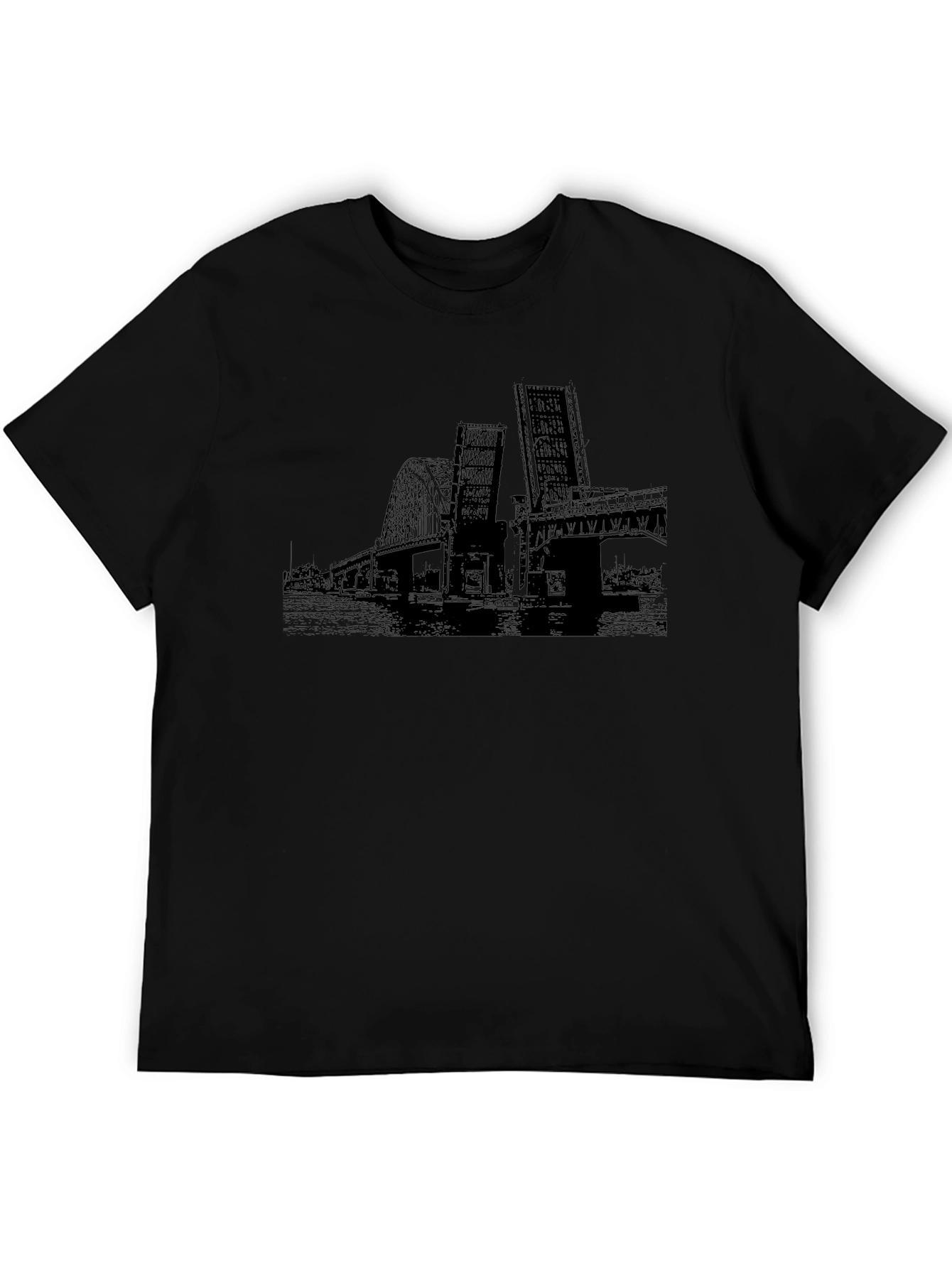 Black T-Shirt with Bridge Graphic