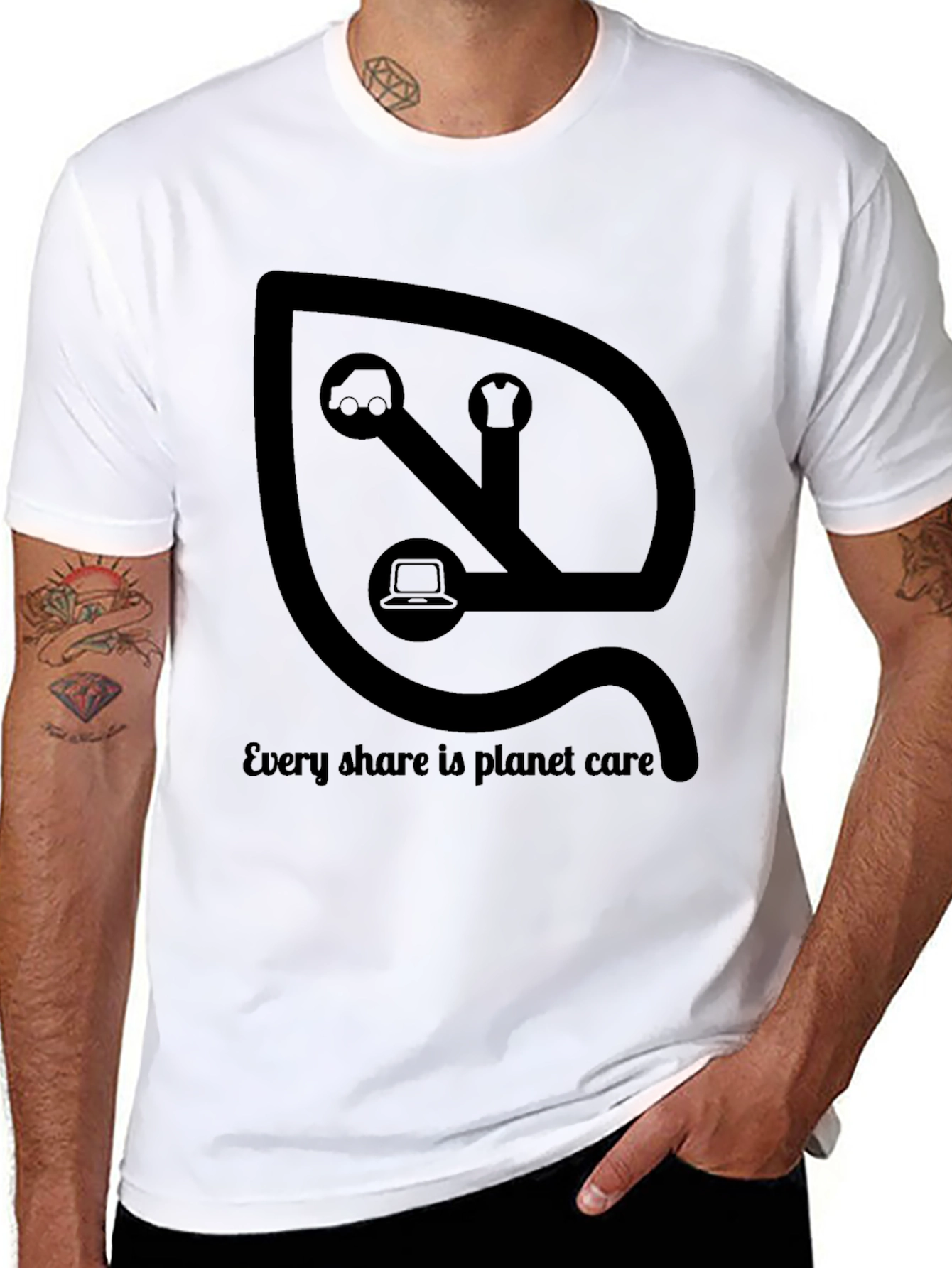 Eco-Friendly Sharing T-Shirt: Planet Care Design