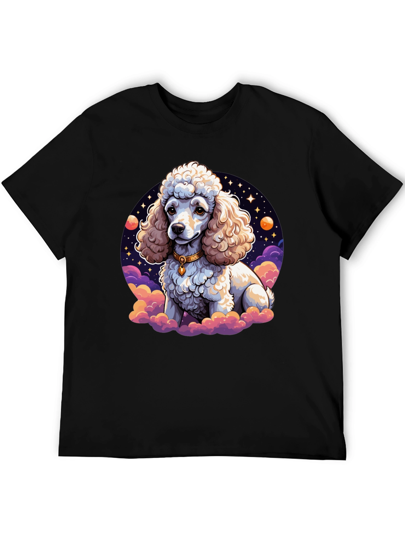Poodle in Space Graphic Tee - Unisex Black T-Shirt