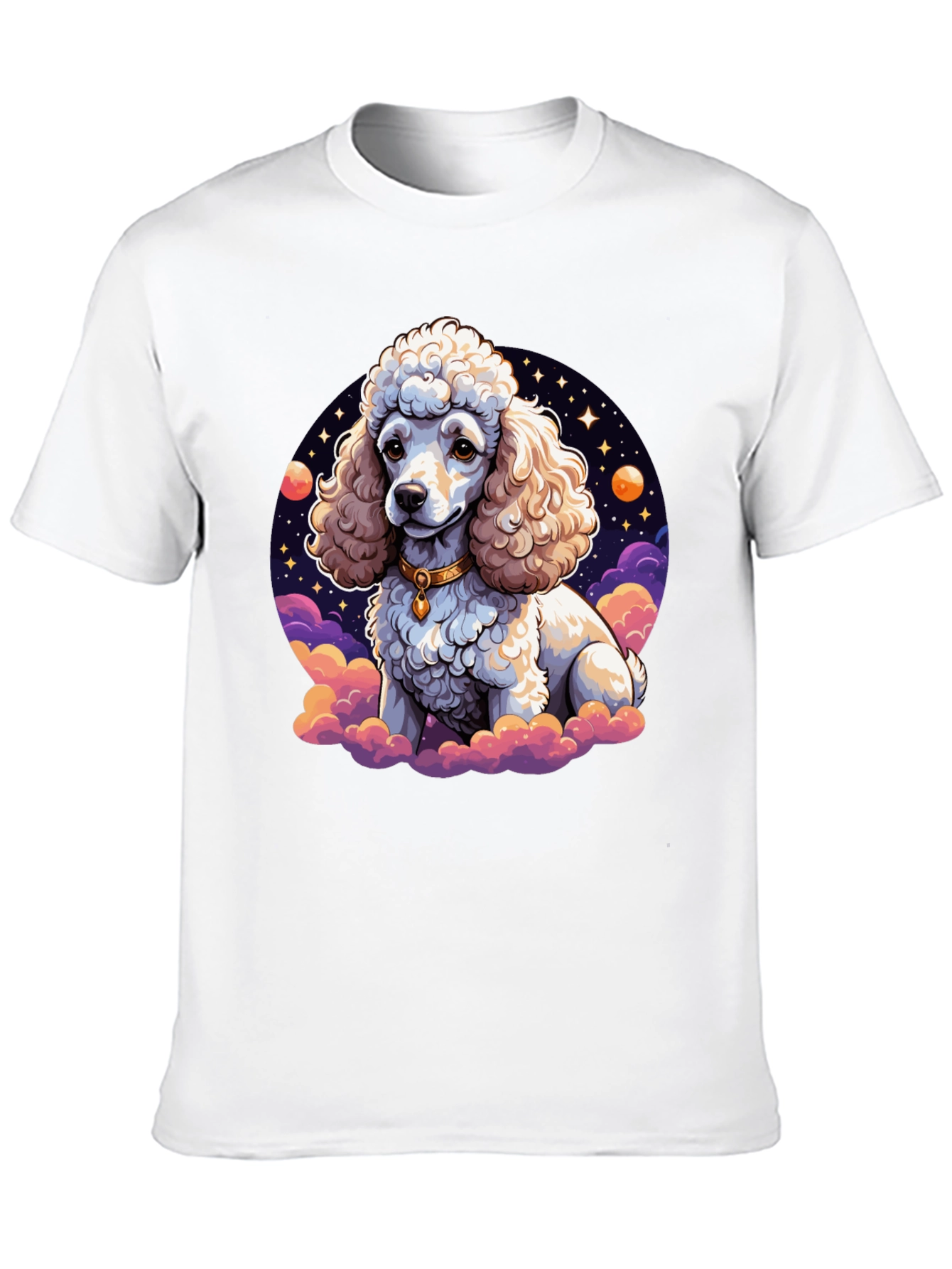 Poodle in Space Graphic Tee - Unisex Black T-Shirt