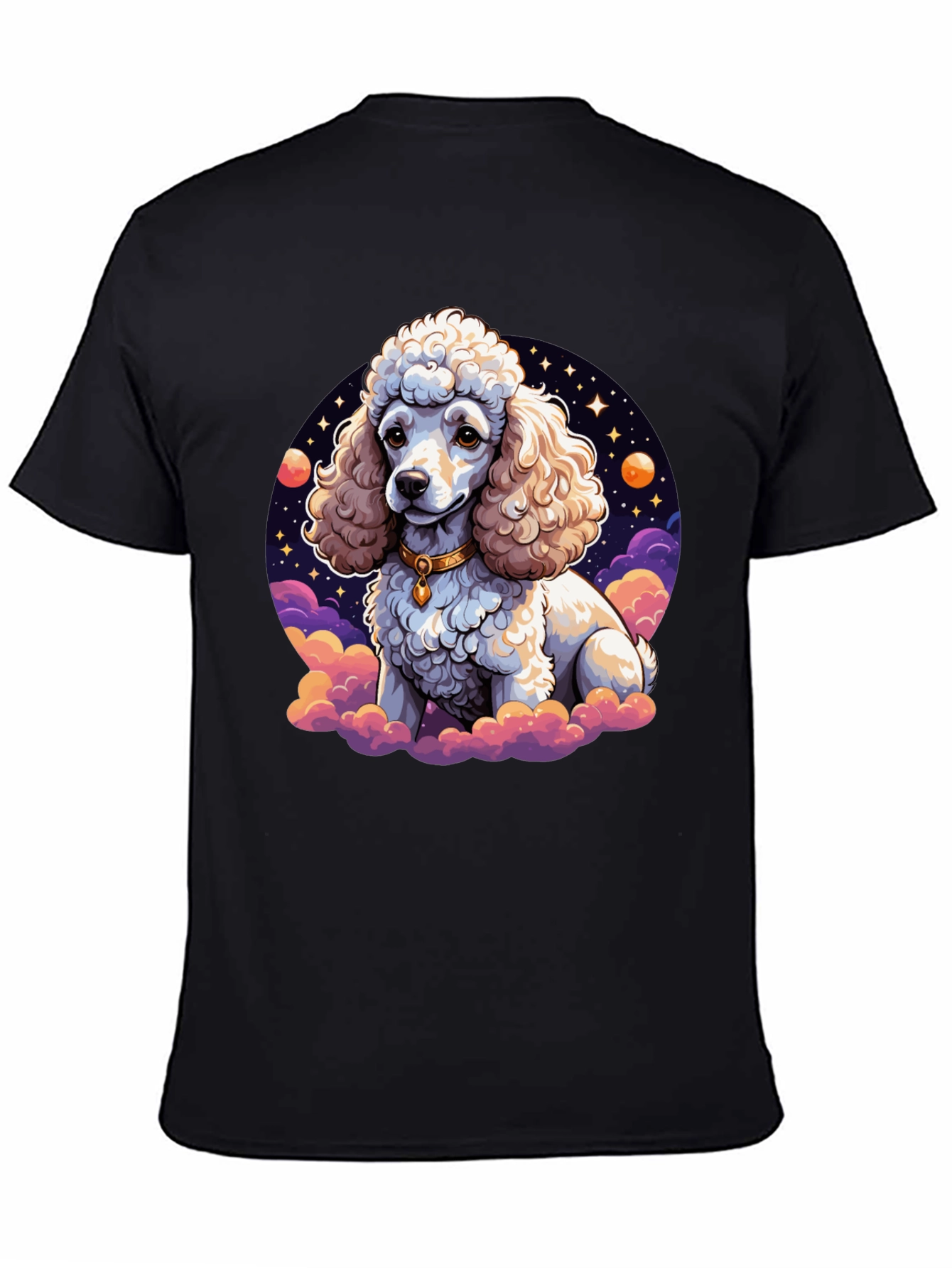 Poodle in Space Graphic Tee - Unisex Black T-Shirt