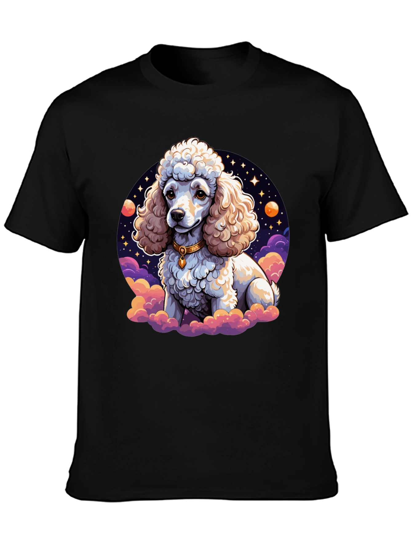 Poodle in Space Graphic Tee - Unisex Black T-Shirt