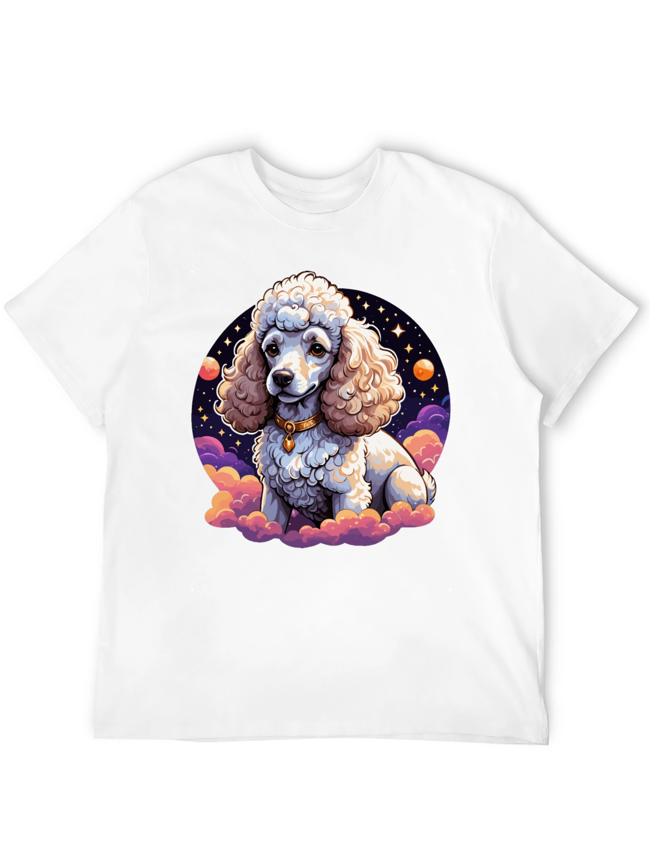Poodle in Space Graphic Tee - Unisex Black T-Shirt