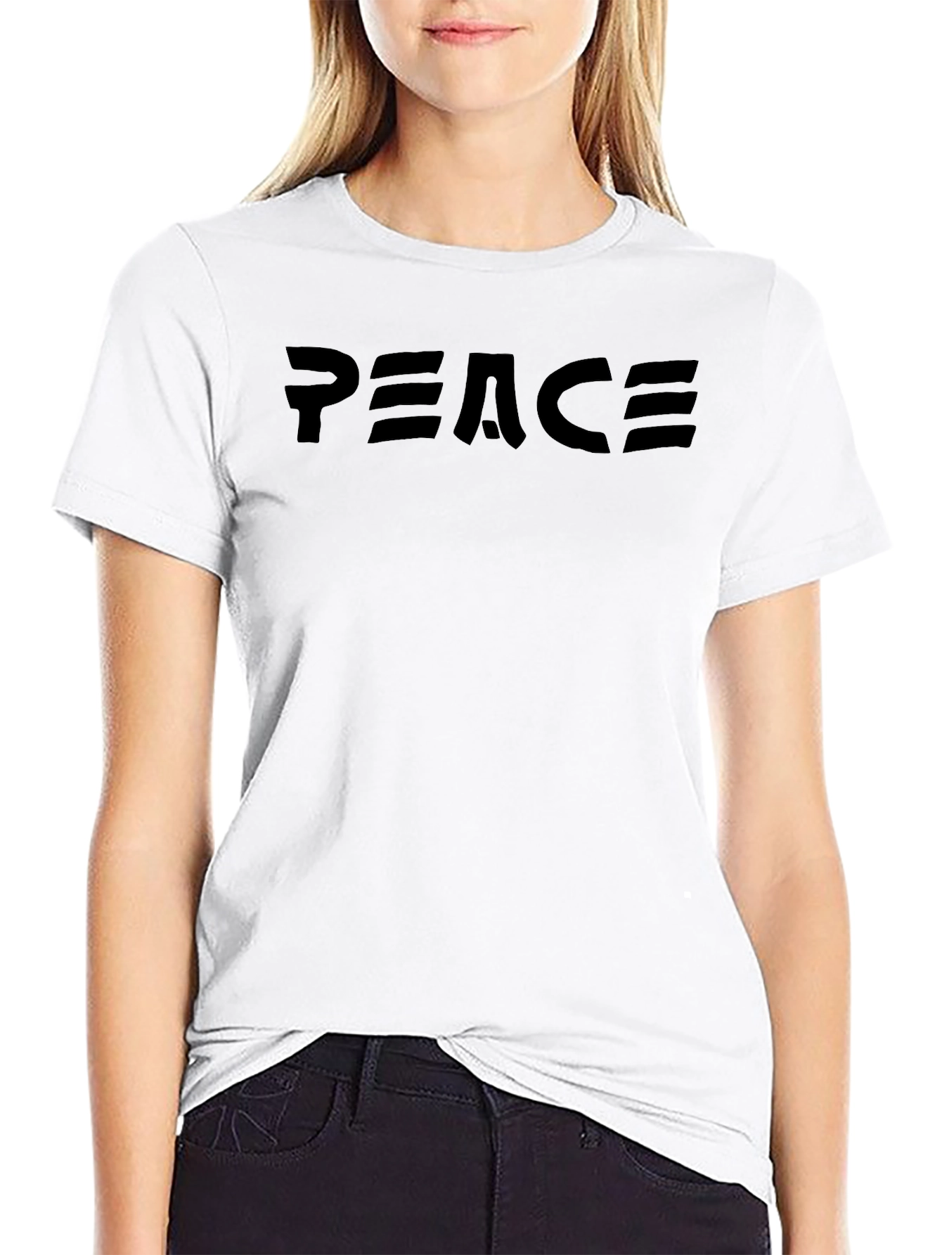 Peace Graphic Crew Neck T-Shirt - Mens Black Tee