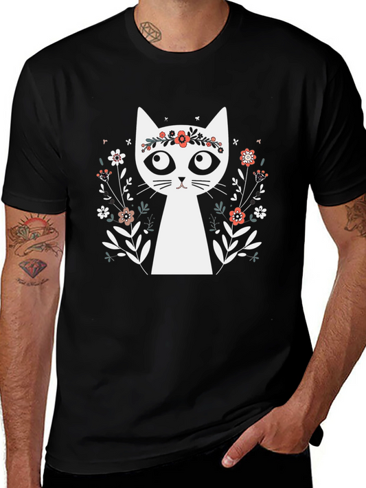 Floral Crown Cat Graphic Tee