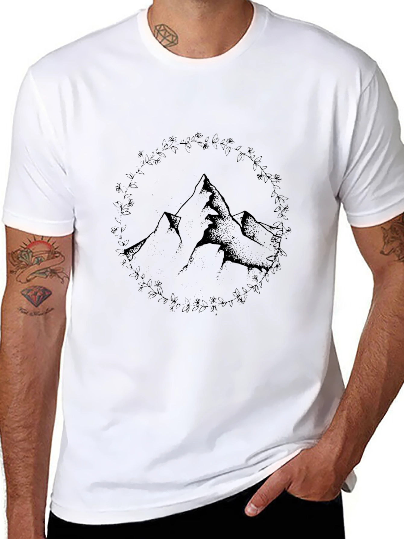 Mountain Graphic Black Crew Neck Tee