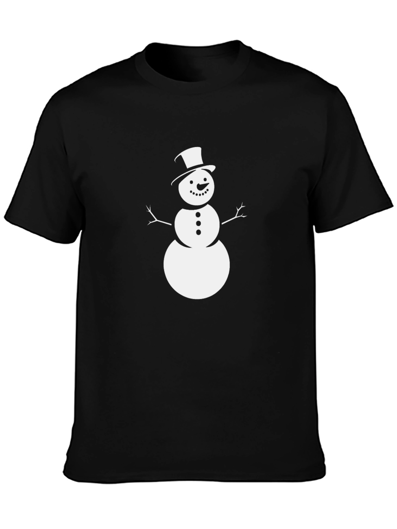 Festive Snowman Graphic Tee - Black