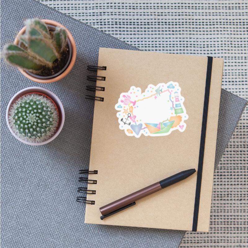 Maritime frame made of colorful sea shells