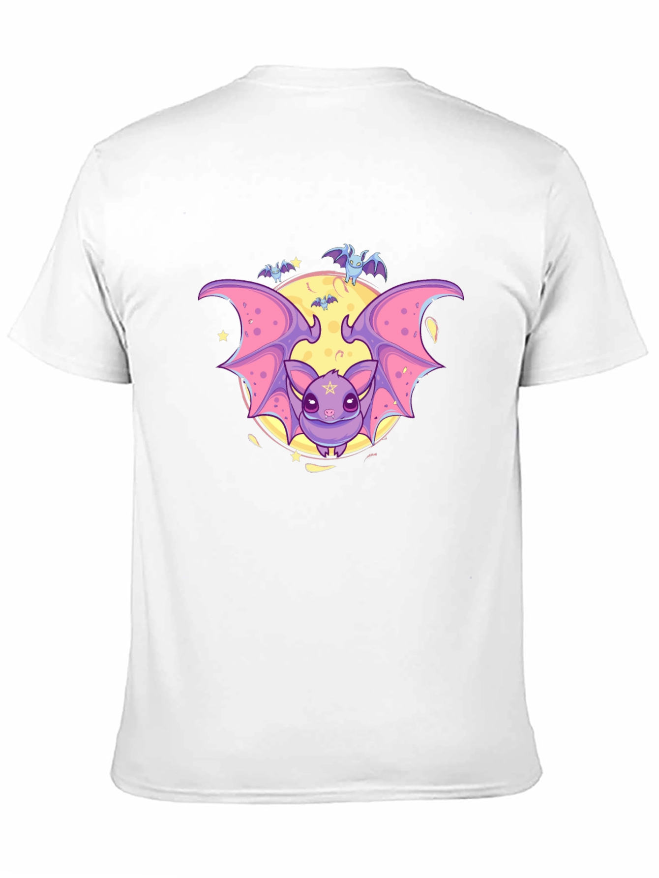Cute Cartoon Bat Graphic Black T-Shirt